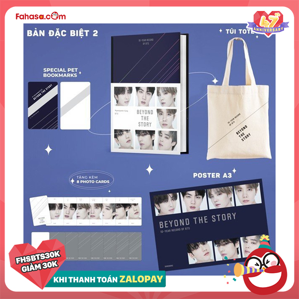10-year record of bts - beyond the story - bìa cứng - bản đặc biệt - tặng kèm 1 pet bookmark + 8 photo cards + 1 poster a3 + 1 túi tote