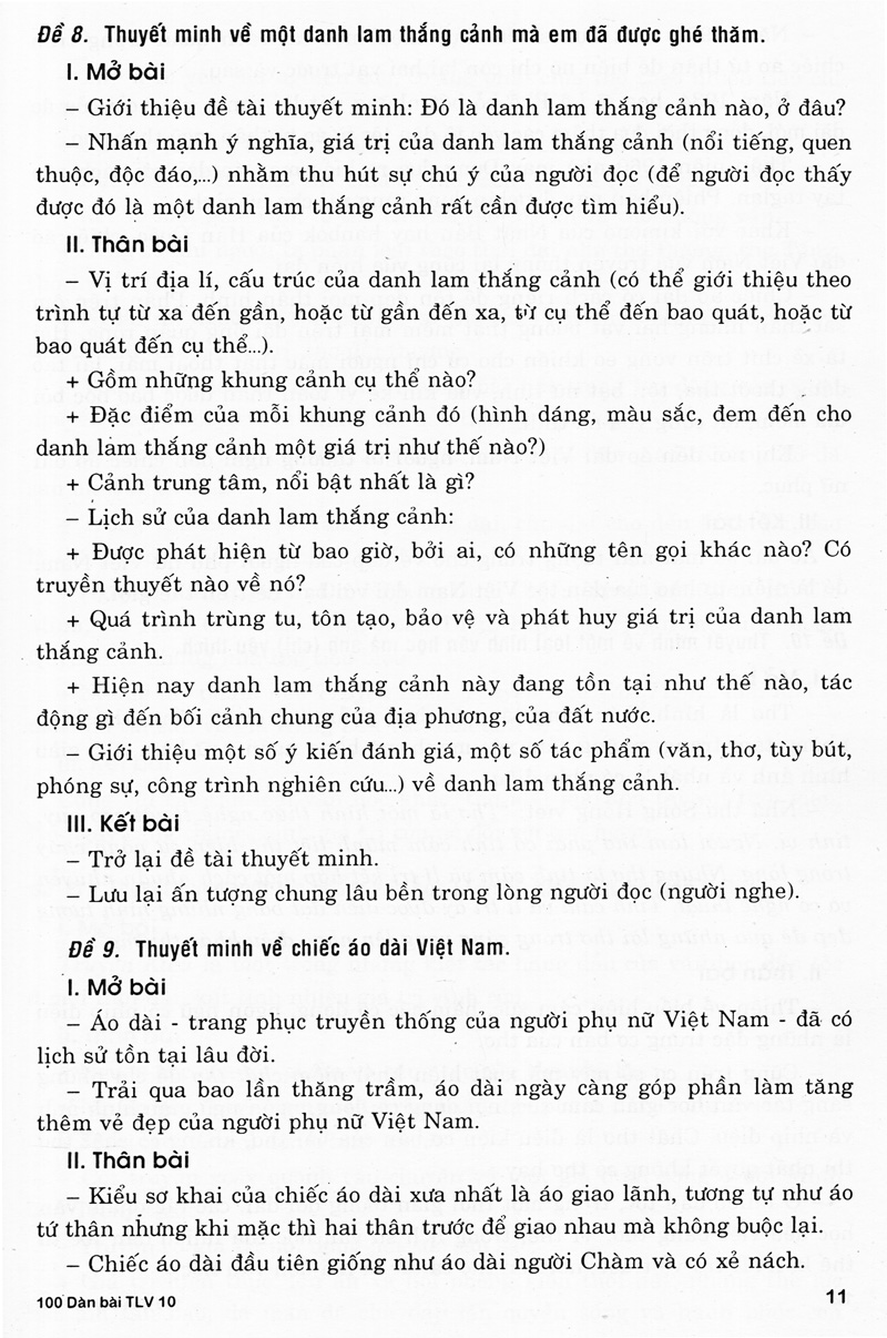 100 dàn bài chi tiết làm văn lớp 10