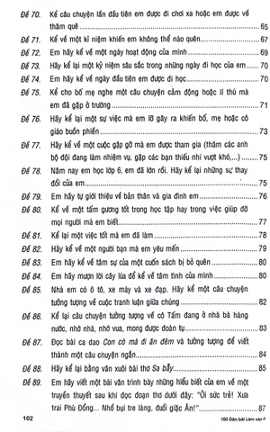 100 dàn bài chi tiết tập làm văn 6 (theo chương trình gdpt mới)