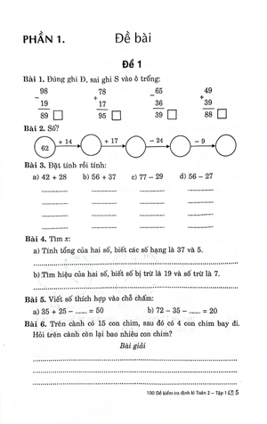 100 đề kiểm tra định kì toán 2 - tập 1 - có đáp án và lời giải (biên soạn theo chương trình giáo dục phổ thông mới)