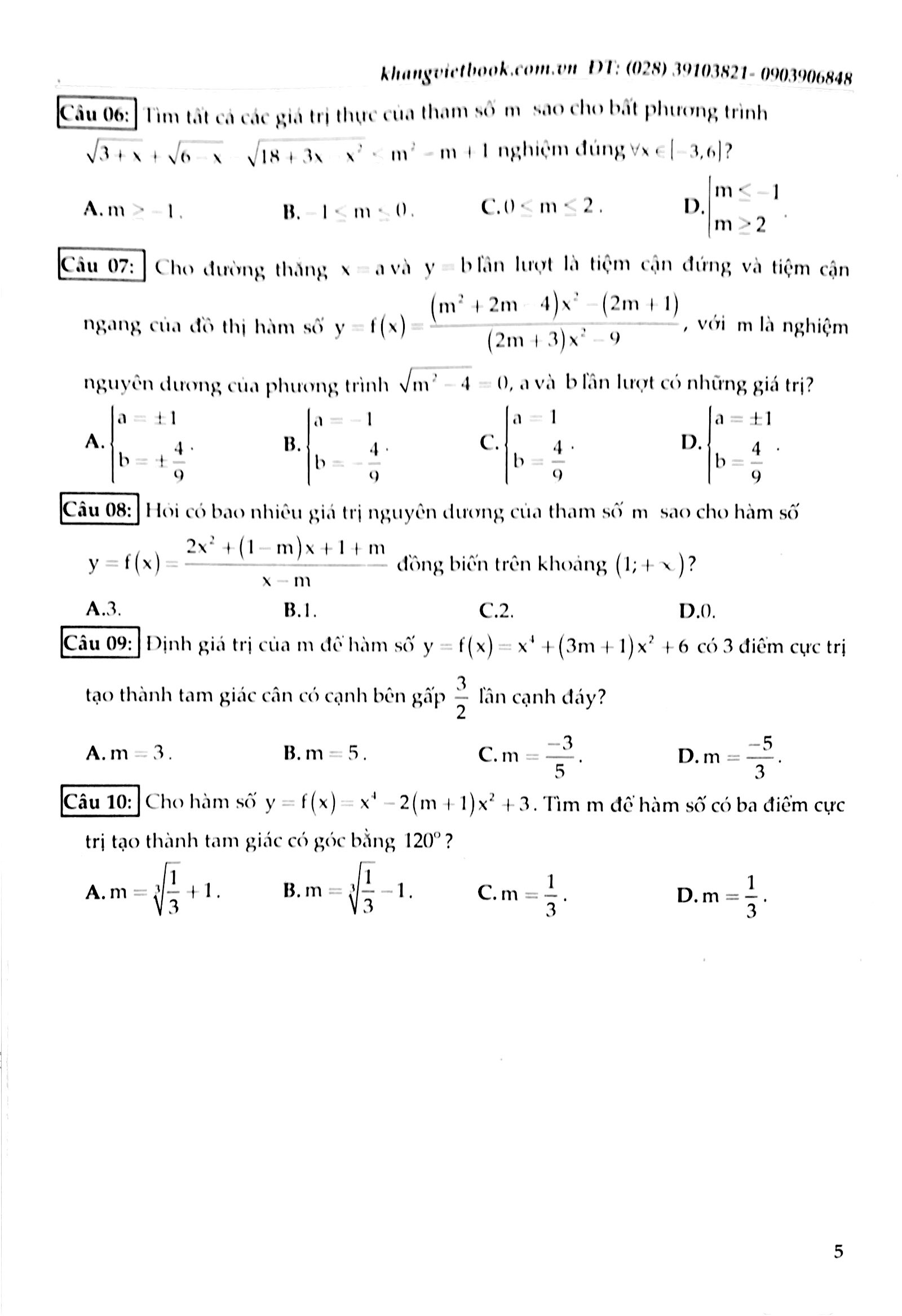 100 đề kiểm tra định kì trắc nghiệm toán 12
