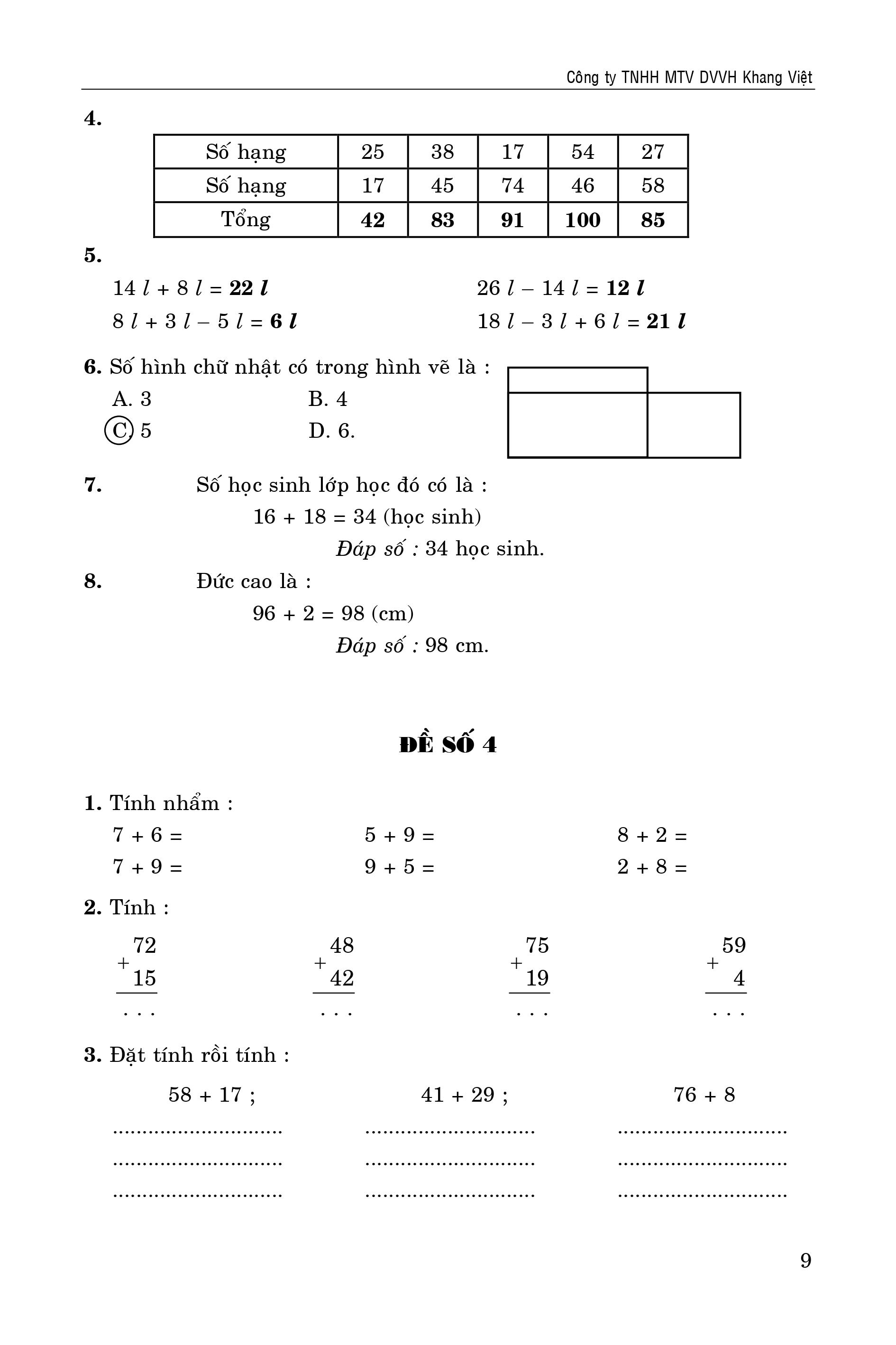 100 đề kiểm tra toán 2