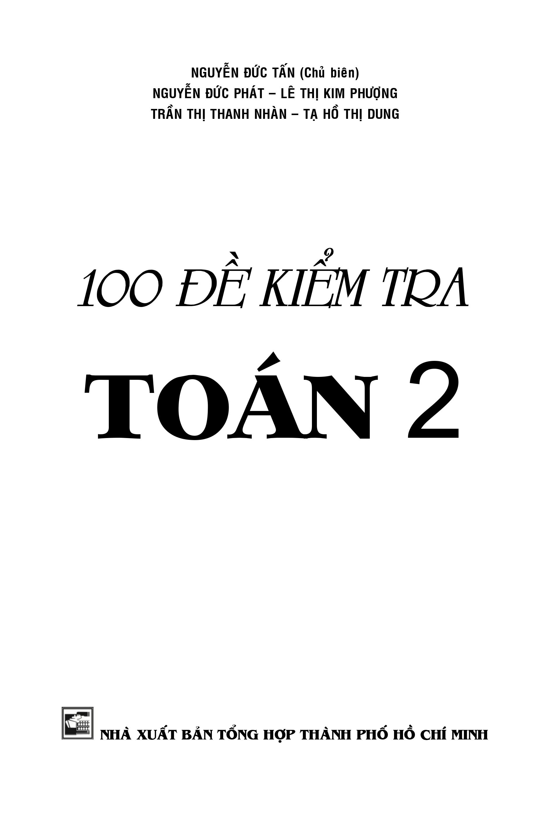 100 đề kiểm tra toán 2