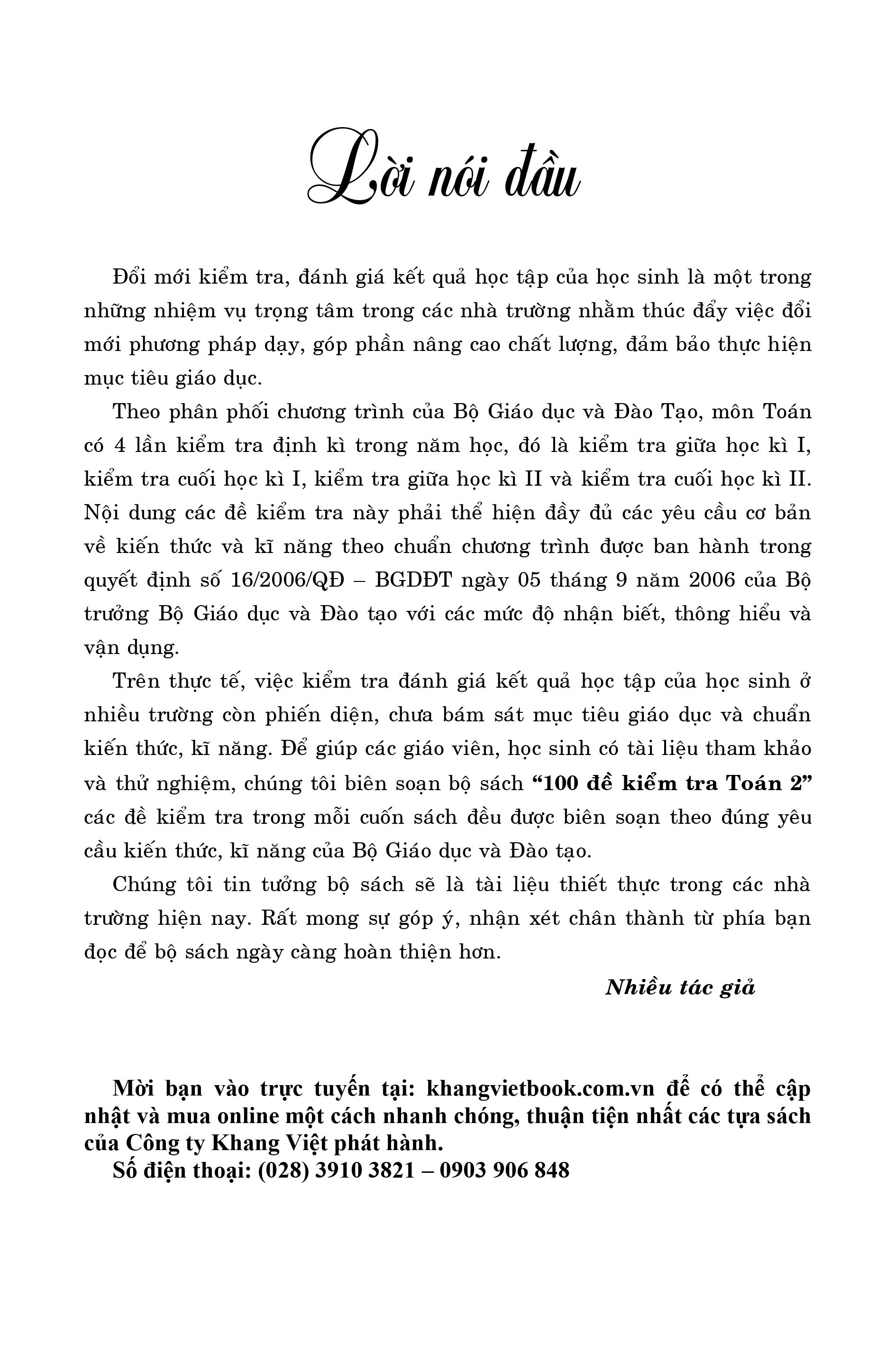 100 đề kiểm tra toán 2