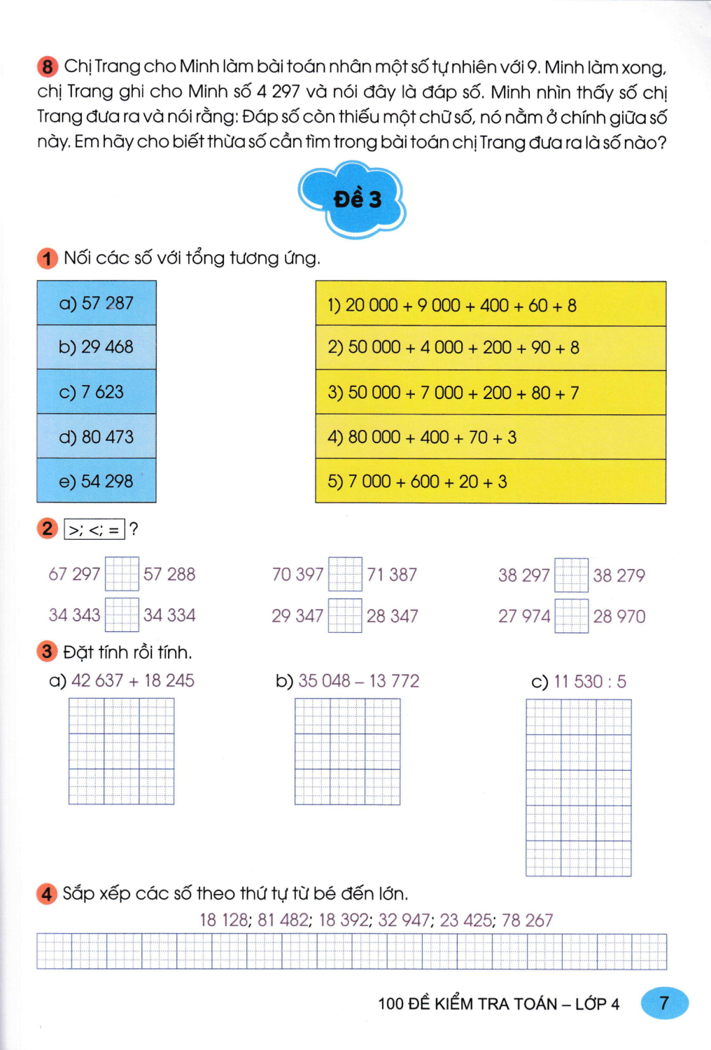 100 đề kiểm tra toán 4