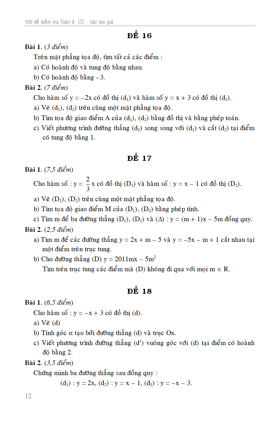 100 đề kiểm tra toán 9