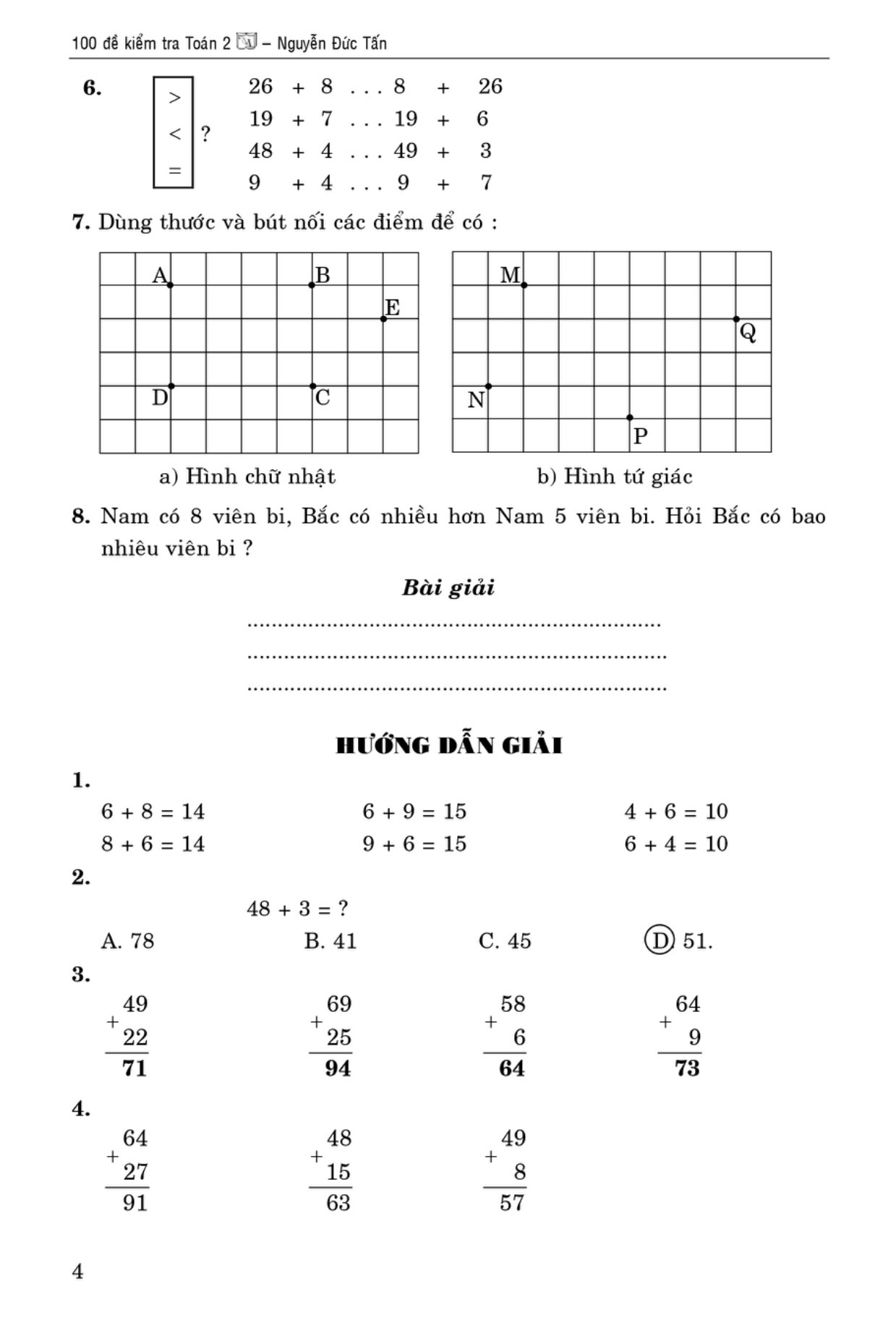 100 đề kiểm tra toán giúp em đạt điểm 10 môn toán 2
