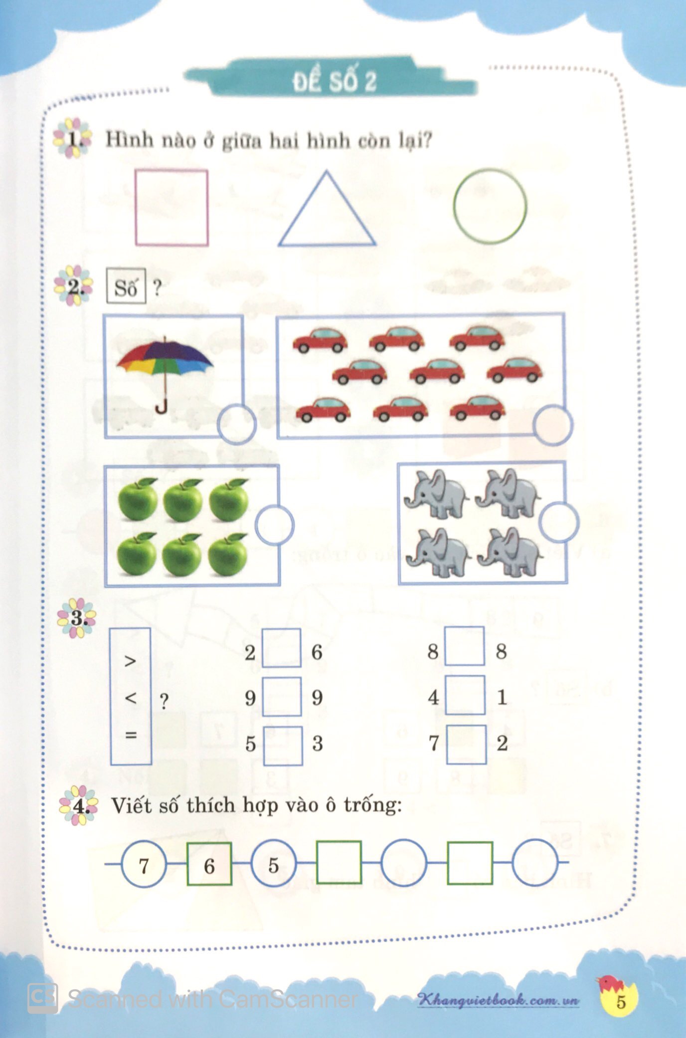 100 đề kiểm tra toán lớp 1