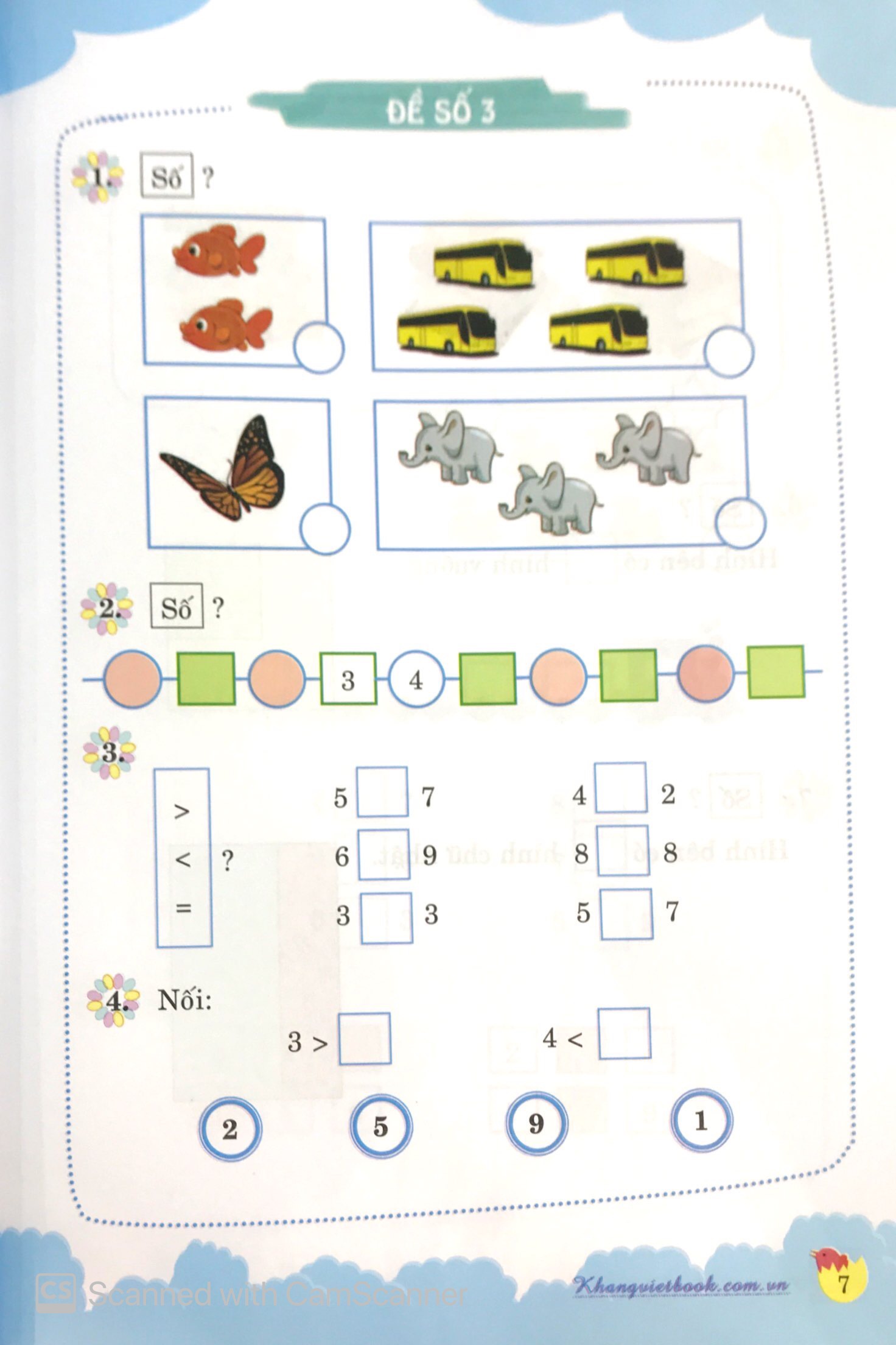 100 đề kiểm tra toán lớp 1