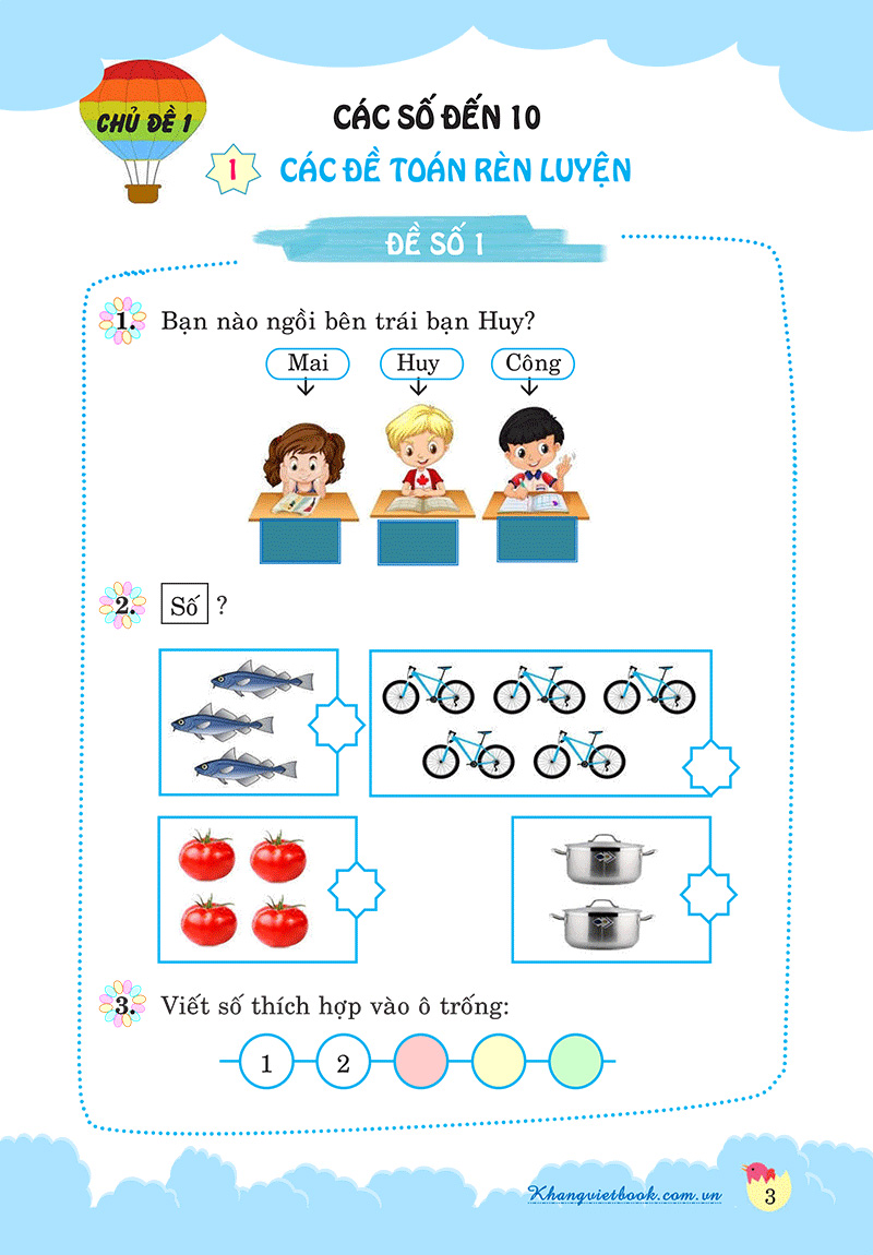 100 đề kiểm tra toán lớp 1