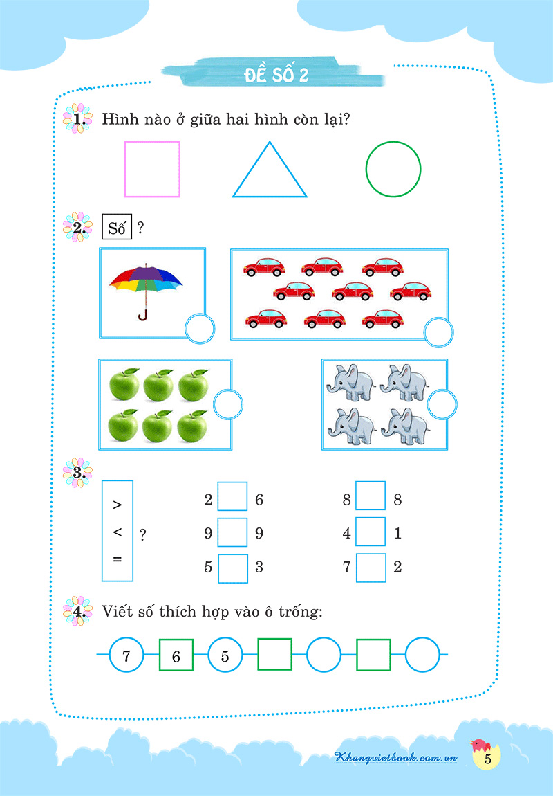 100 đề kiểm tra toán lớp 1
