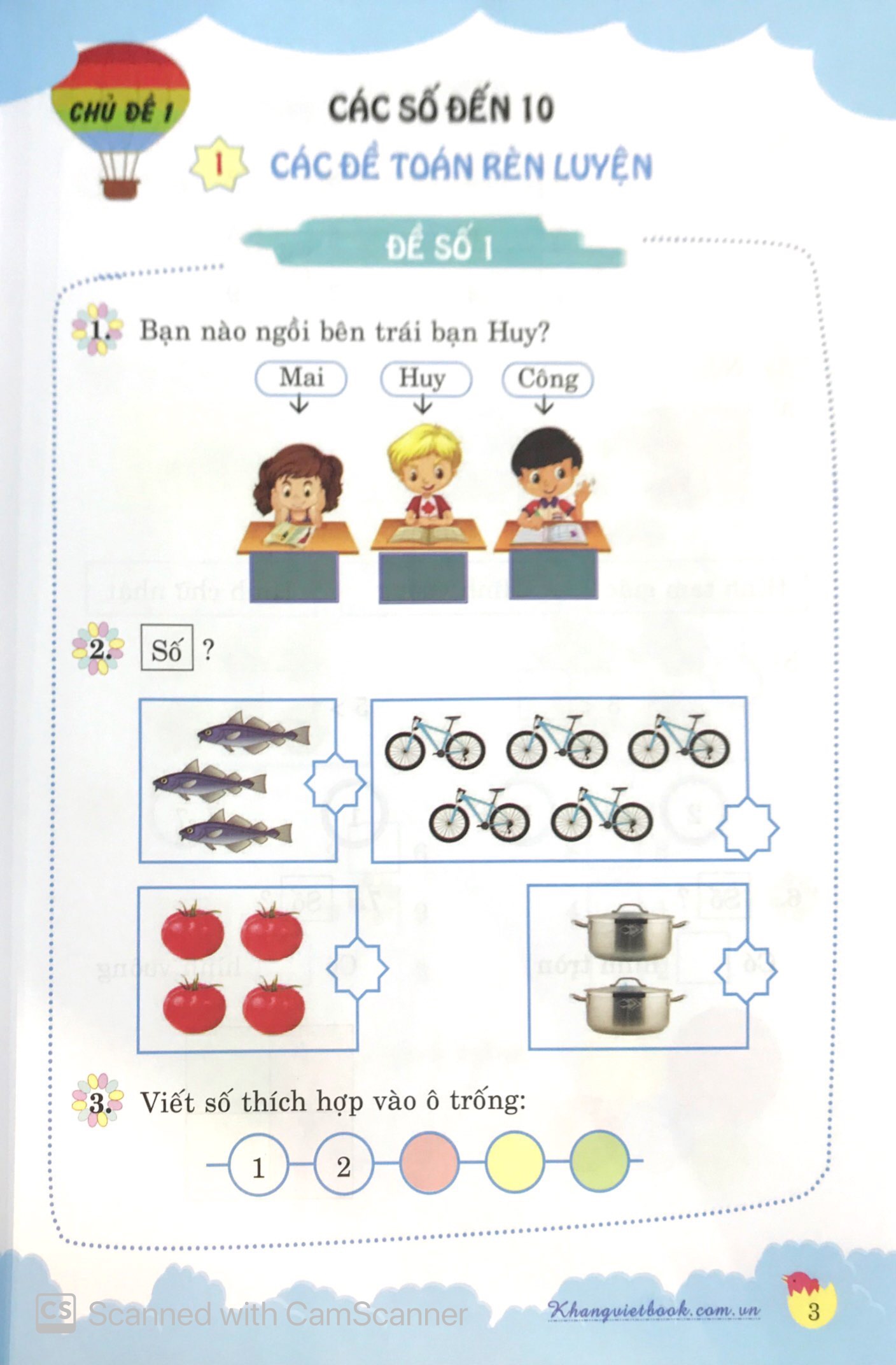 100 đề kiểm tra toán lớp 1