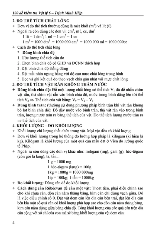 100 đề kiểm tra vật lý 6