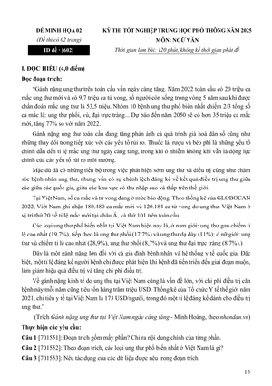 100 đề minh họa tốt nghiệp thpt 2025 - môn ngữ văn