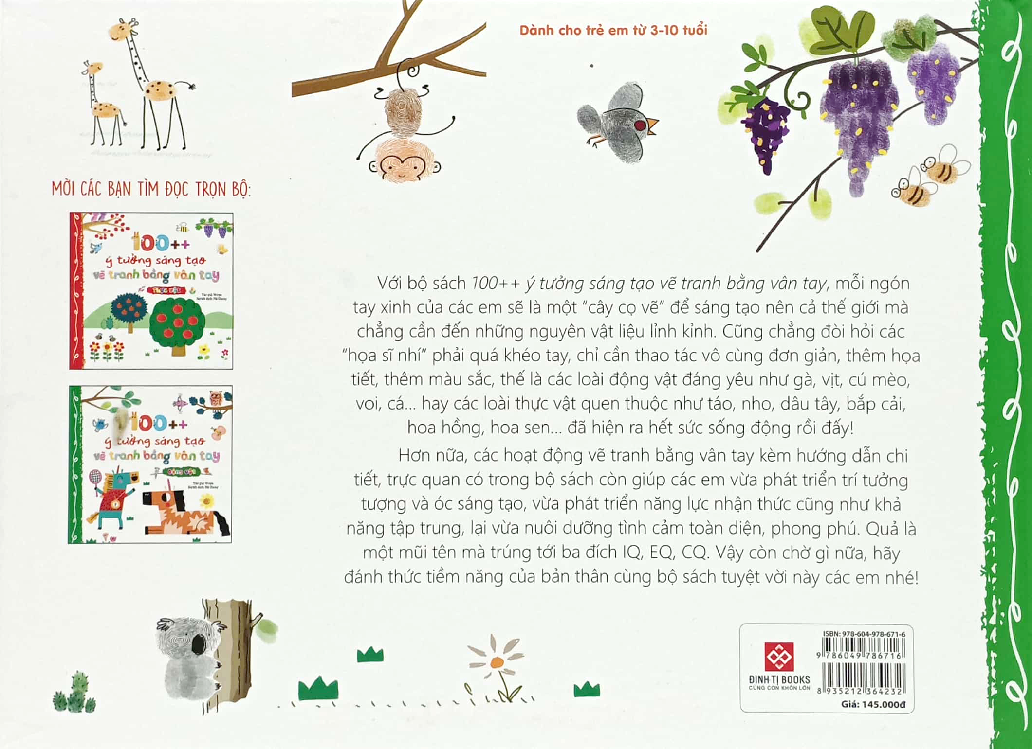 100++ ý tưởng sáng tạo vẽ tranh bằng vân tay - động vật