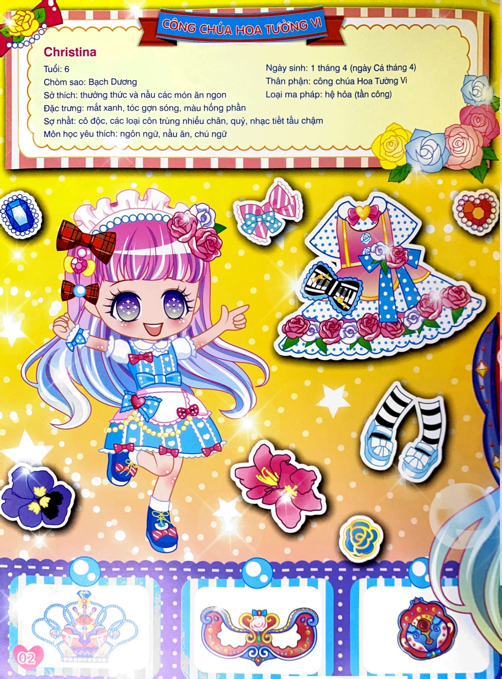 1000 hình dán trang phục công chúa - công chúa hoa tường vi (tái bản 2023)