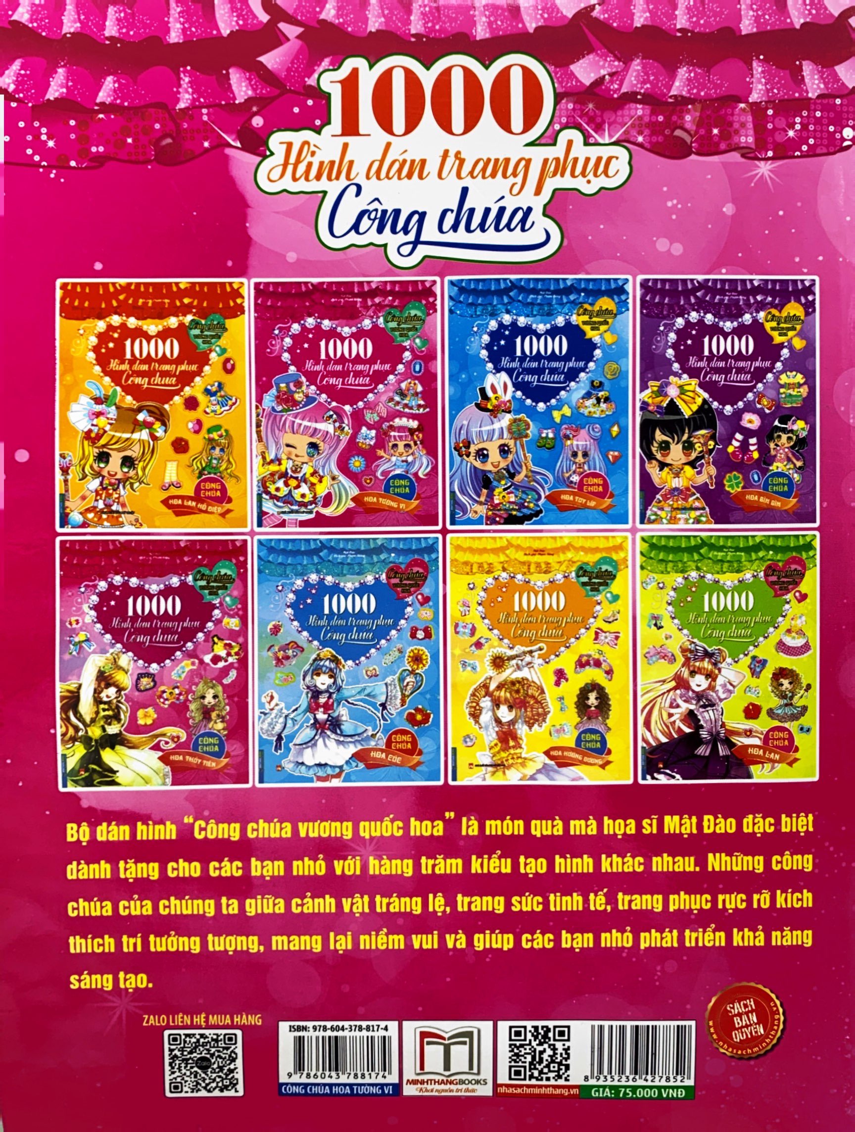 1000 hình dán trang phục công chúa - công chúa hoa tường vi (tái bản 2023)