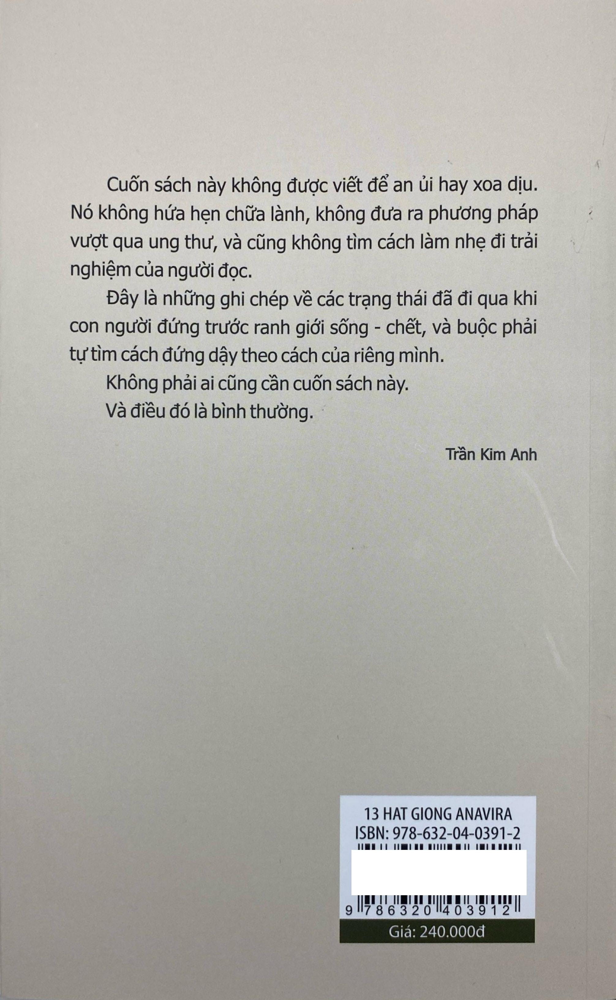 13 Hạt Giống Anavira - Sách Dành Cho Bệnh Nhân Ung Thư Muốn Sống Sót - Phục Hồi - Tái Sinh