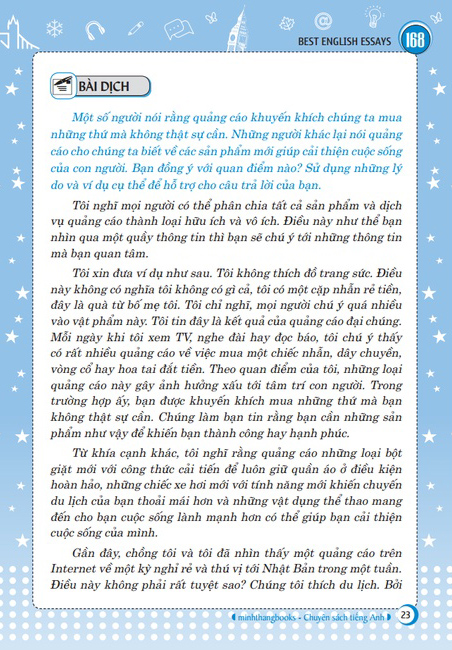168 bài luận tiếng anh hay nhất (tái bản 2024)