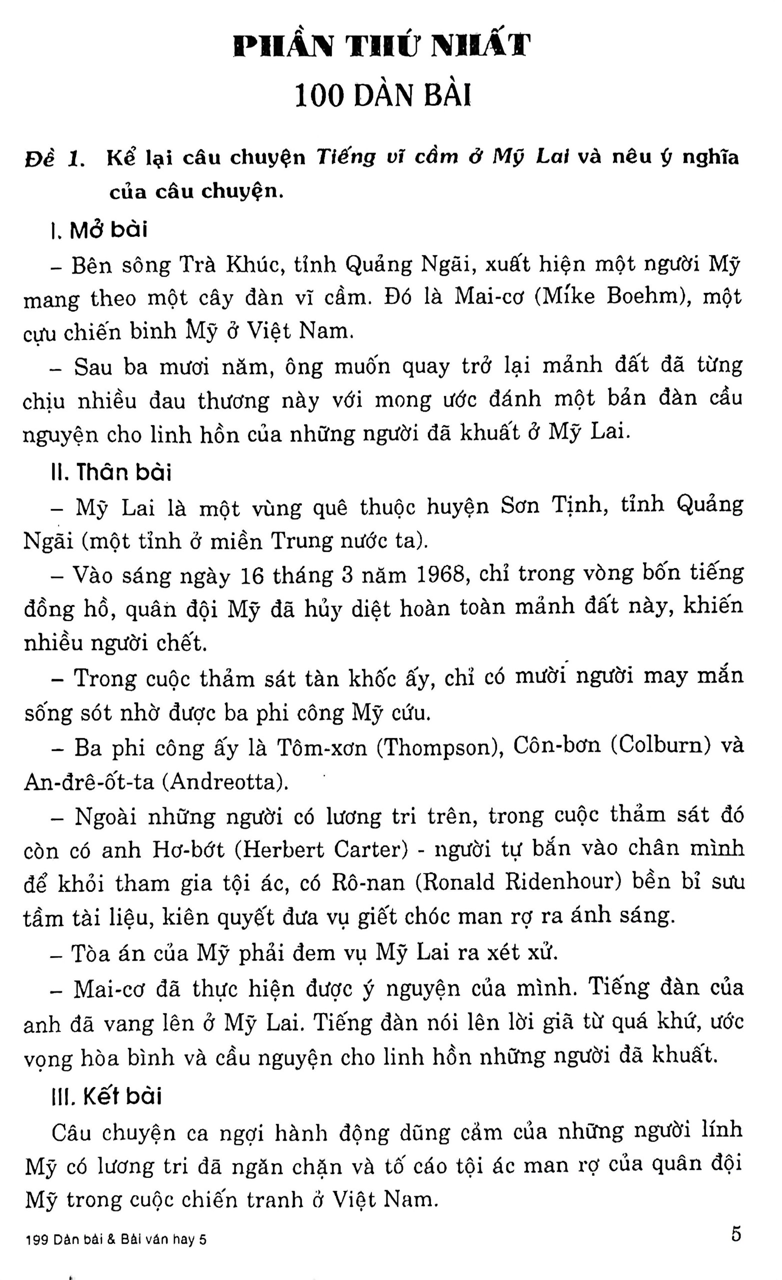 199 dàn bài và bài văn hay 5 (theo chương trình gdpt mới)