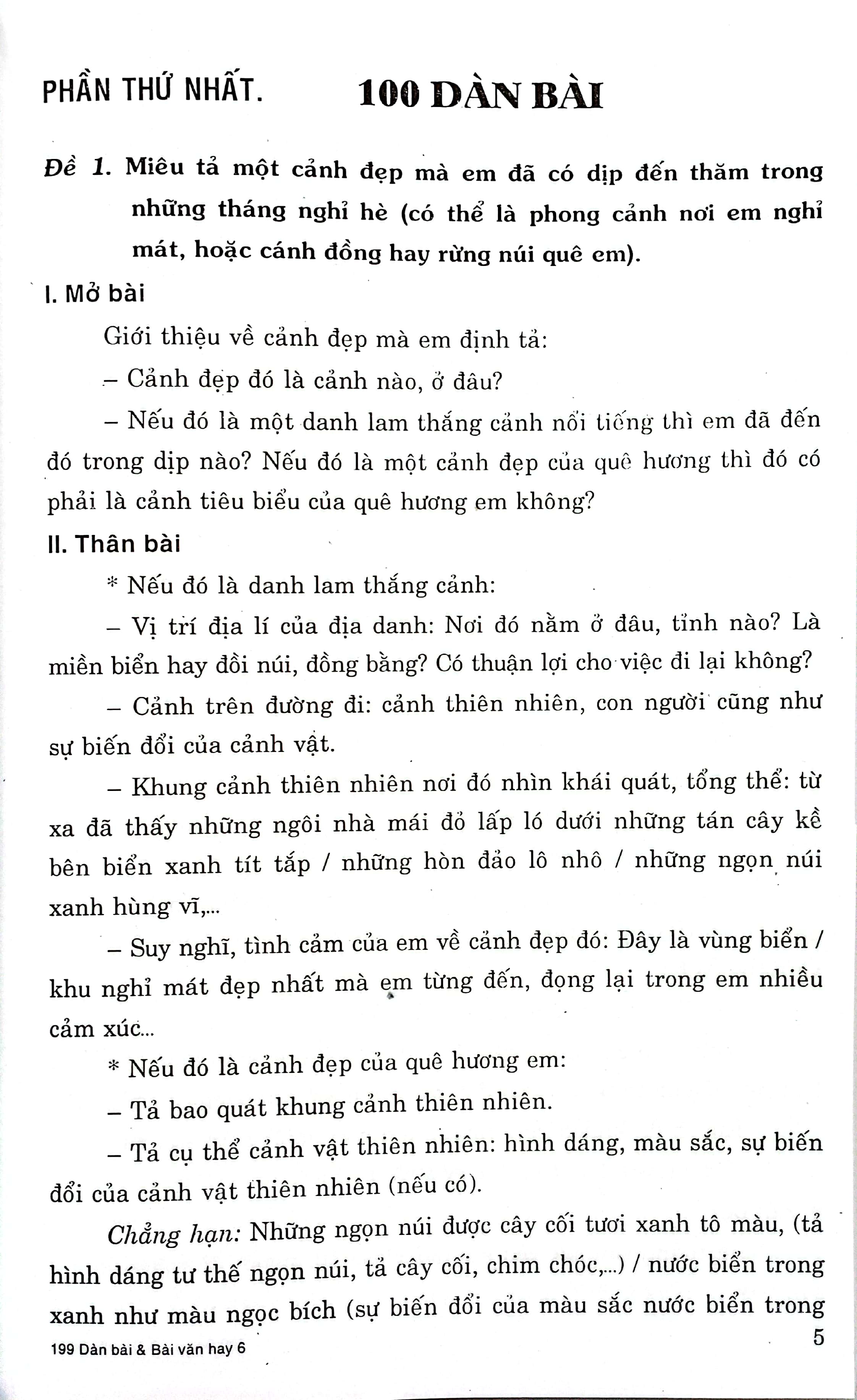 199 dàn bài và bài văn hay 6 (biên soạn theo chương trình gdpt mới)