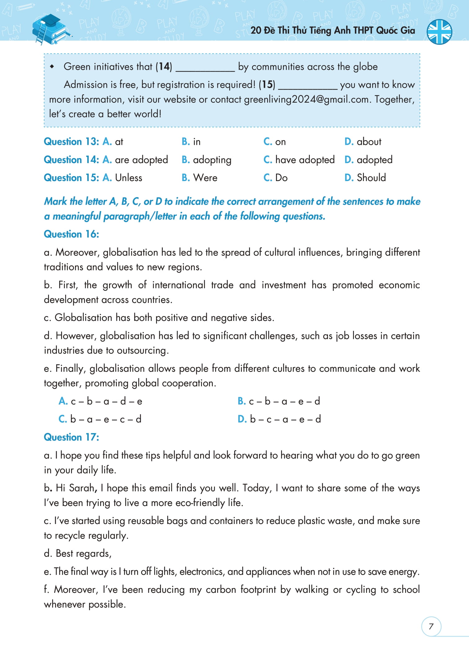 20 De Thi Thu Tieng Anh THPT Quoc Gia (Co Dap An)