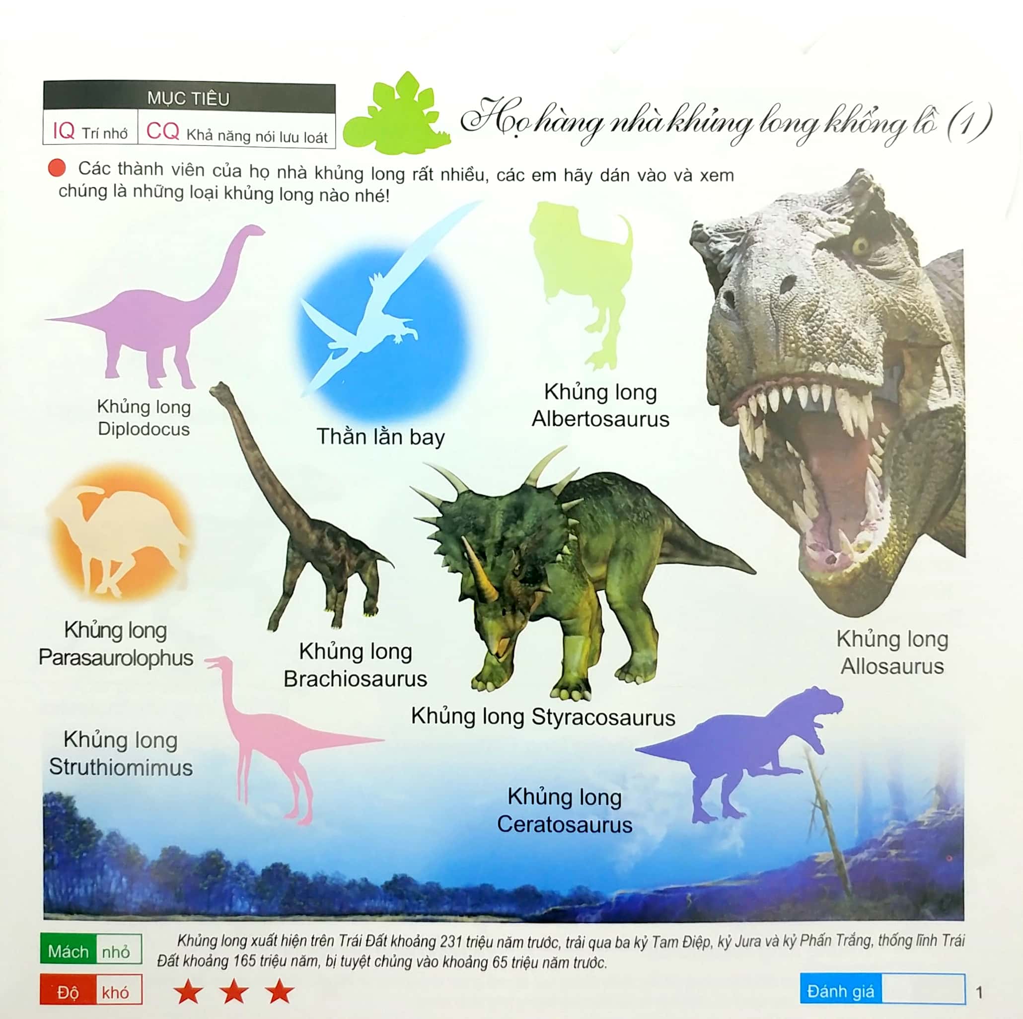 200 miếng bóc dán thông minh - khủng long (tái bản 2018)