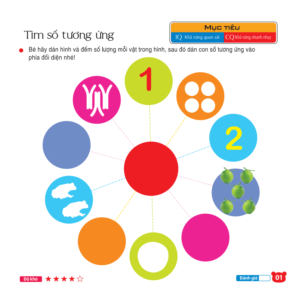 208 miếng dán hình thông minh - iq-eq-cq: chơi cùng các con số