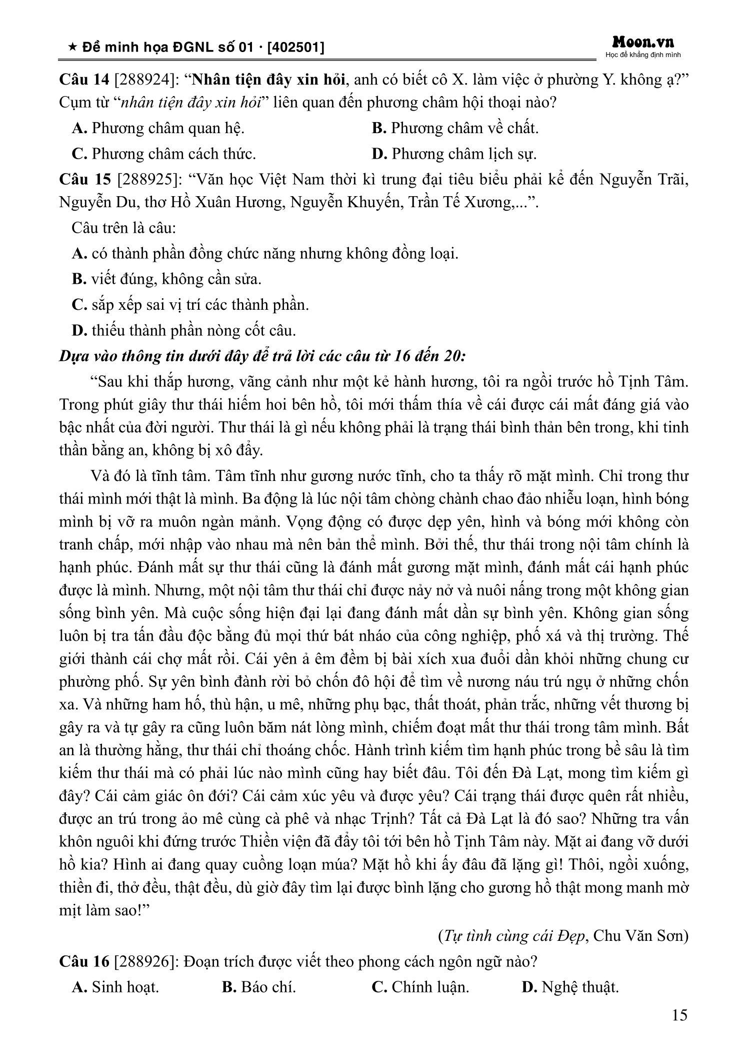 25 De Danh Gia Nang Luc Dai Hoc Quoc Gia Tp. Ho Chi Minh