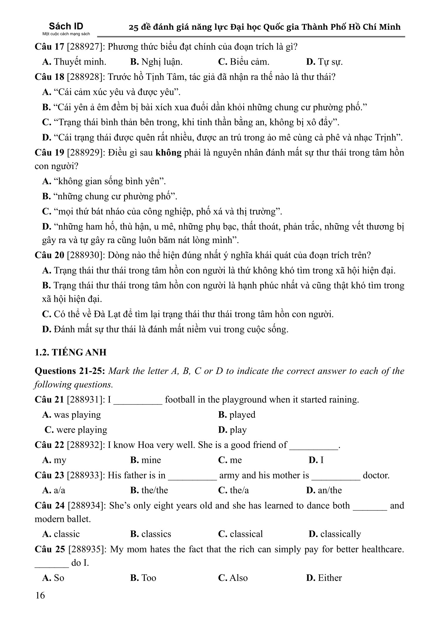 25 De Danh Gia Nang Luc Dai Hoc Quoc Gia Tp. Ho Chi Minh