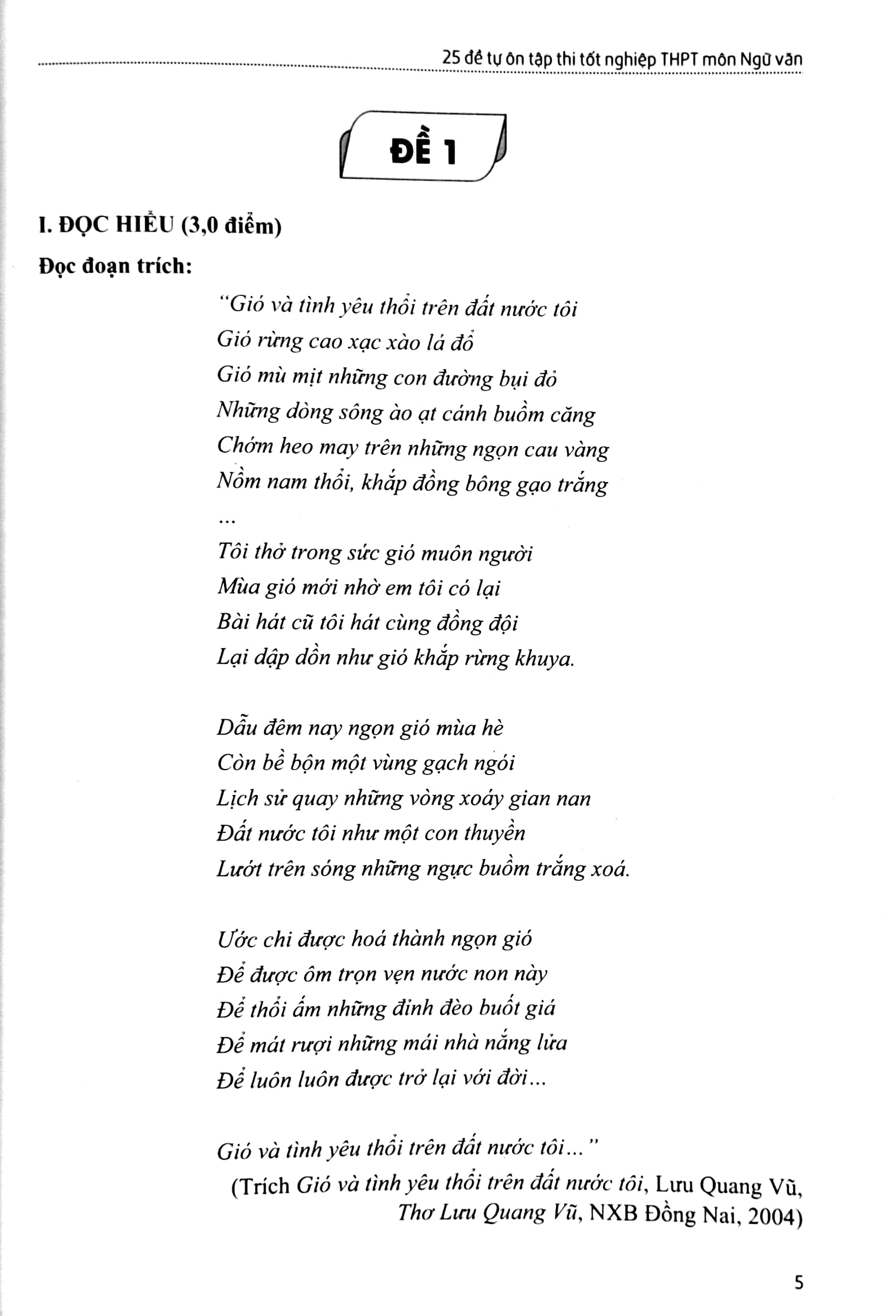 25 đề tự ôn tập thi tốt nghiệp thpt - môn ngữ văn