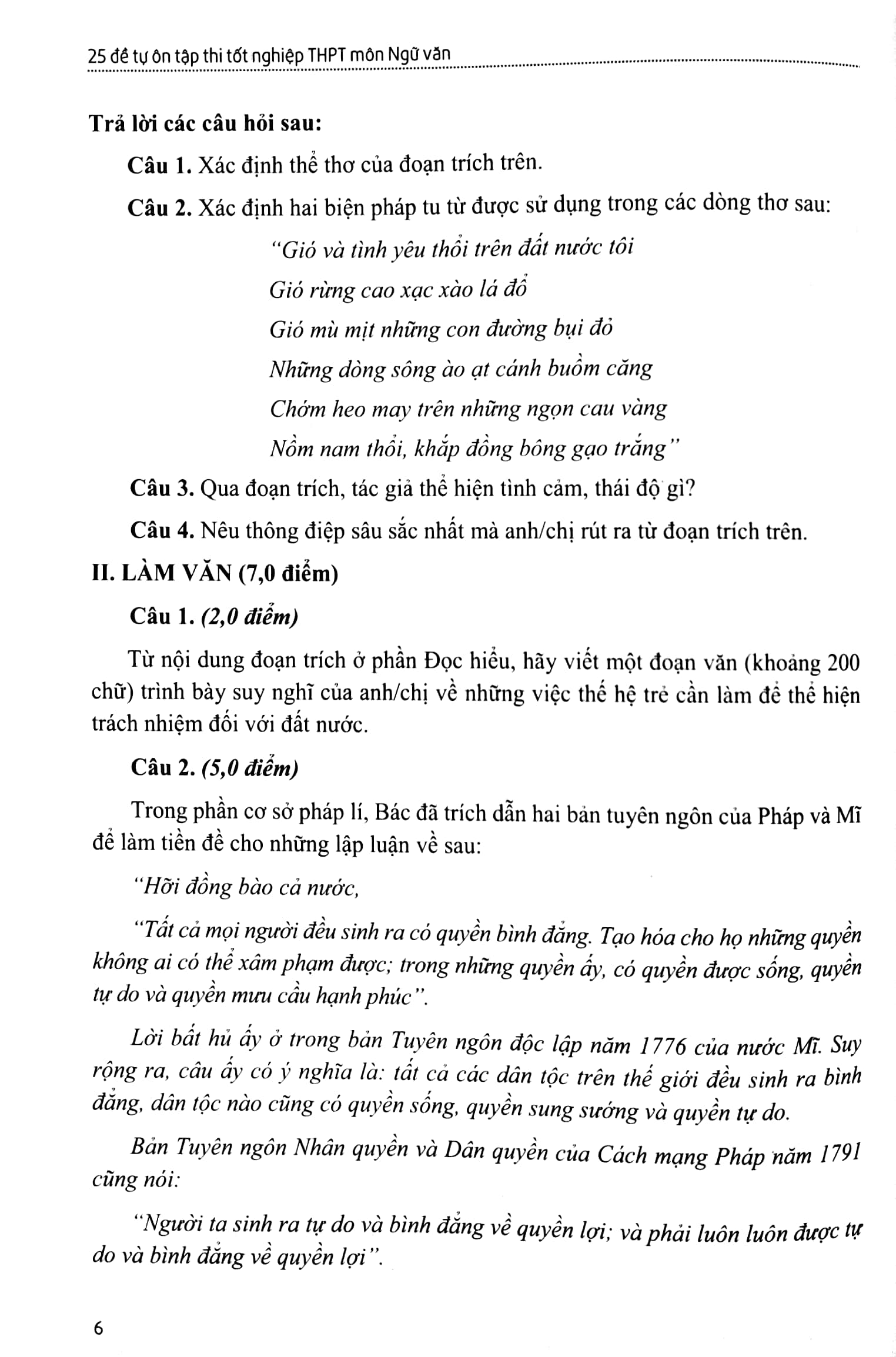 25 đề tự ôn tập thi tốt nghiệp thpt - môn ngữ văn