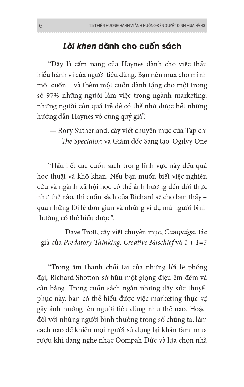 25 thiên hướng hành vi ảnh hưởng đến quyết định mua hàng