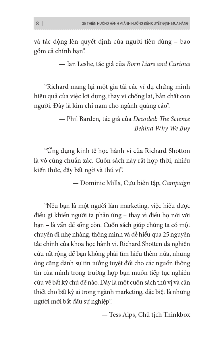 25 thiên hướng hành vi ảnh hưởng đến quyết định mua hàng