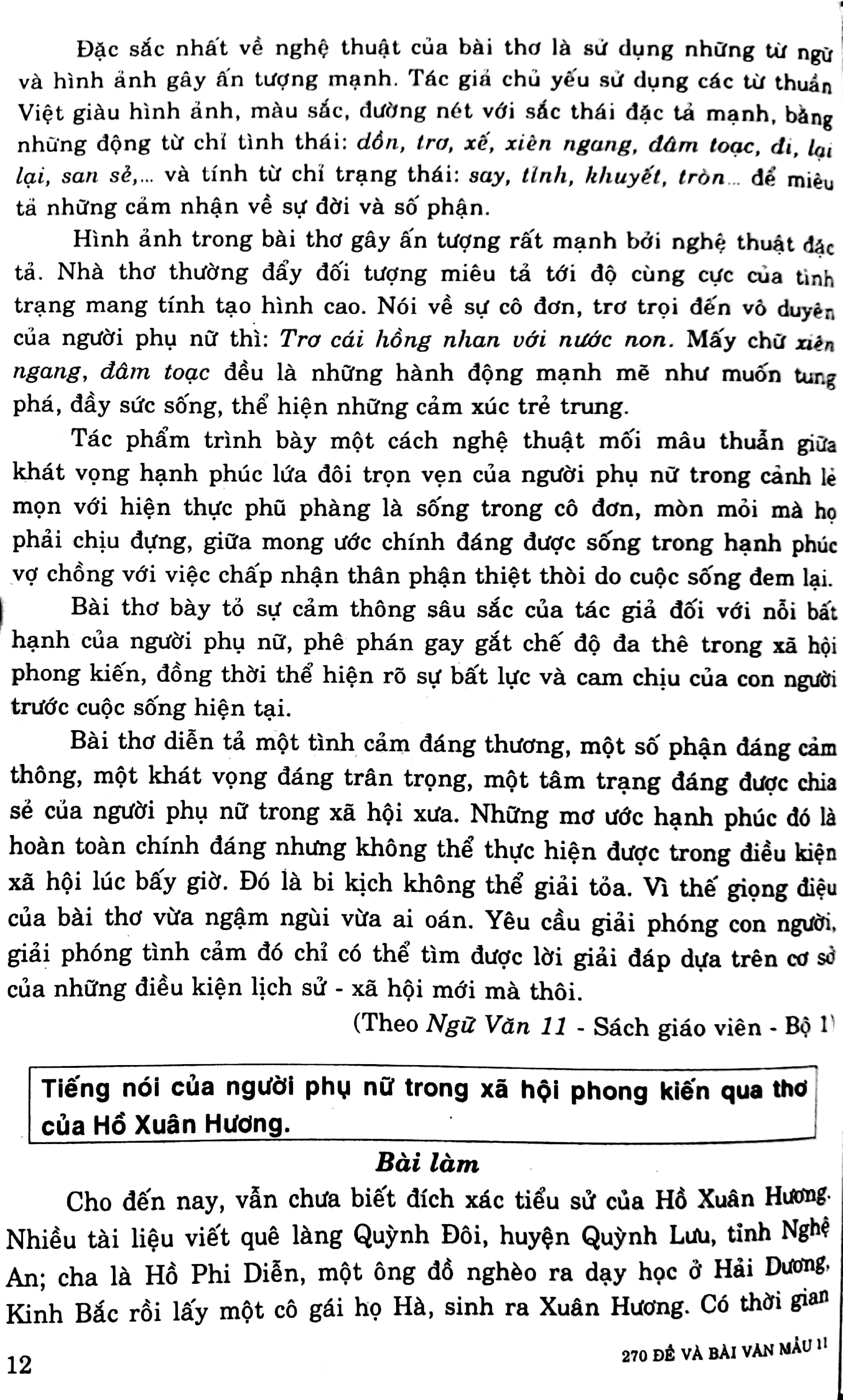 270 đề & bài văn mẫu lớp 11