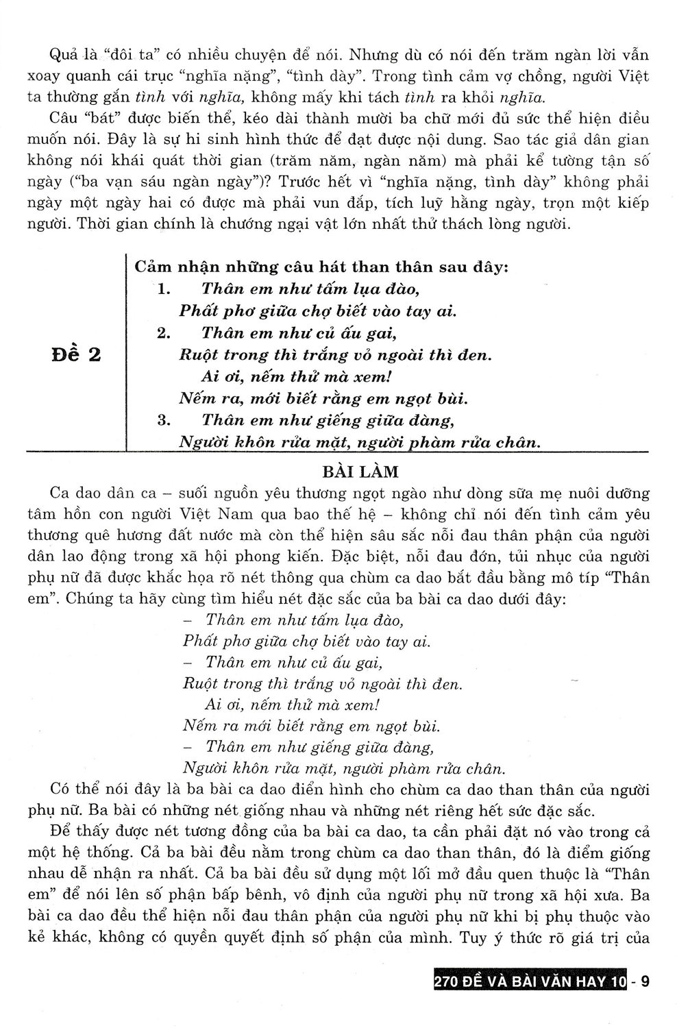 270 Đề Và Bài Văn Hay 10