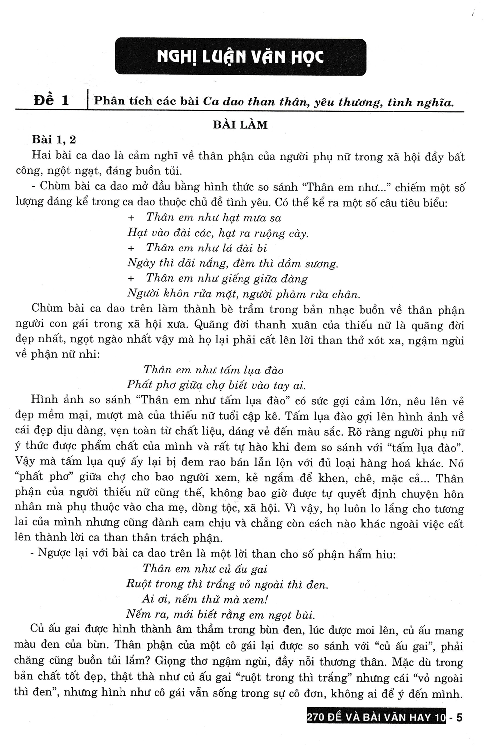 270 Đề Và Bài Văn Hay 10