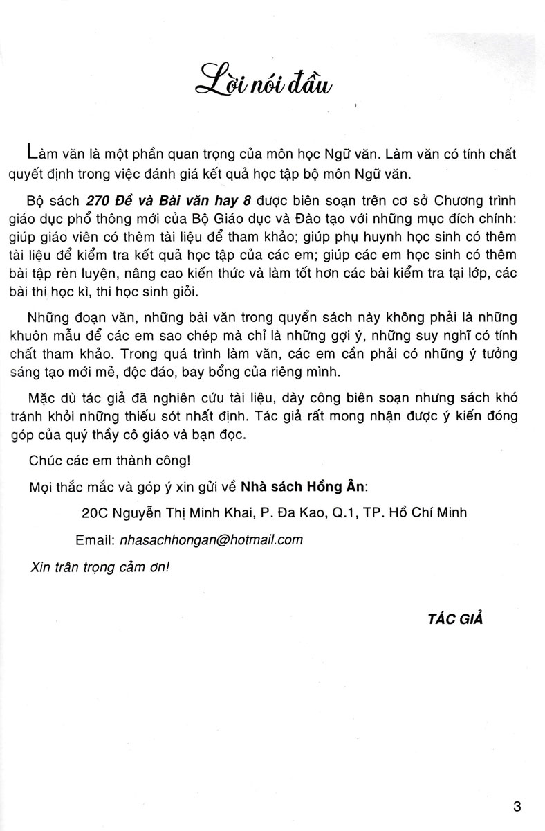 270 đề và bài văn hay 8 (dùng chung cho các bộ sgk hiện hành)