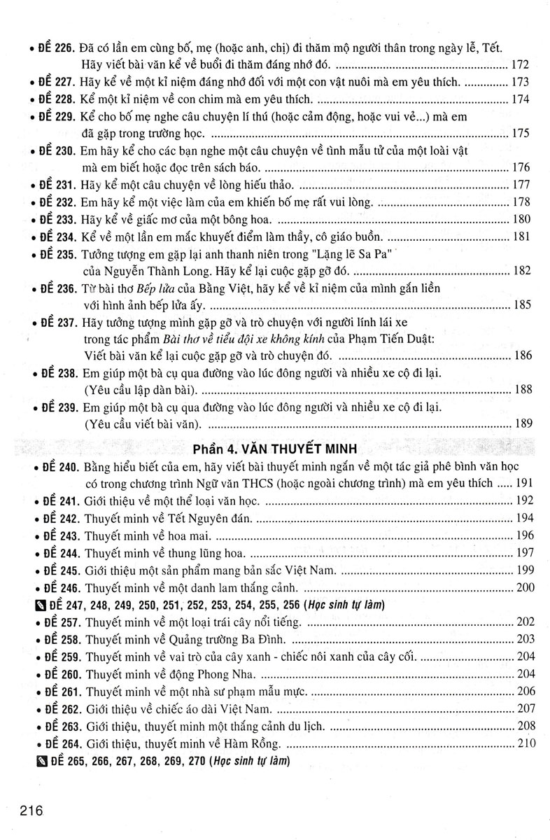270 đề và bài văn hay 8 (dùng chung cho các bộ sgk hiện hành)