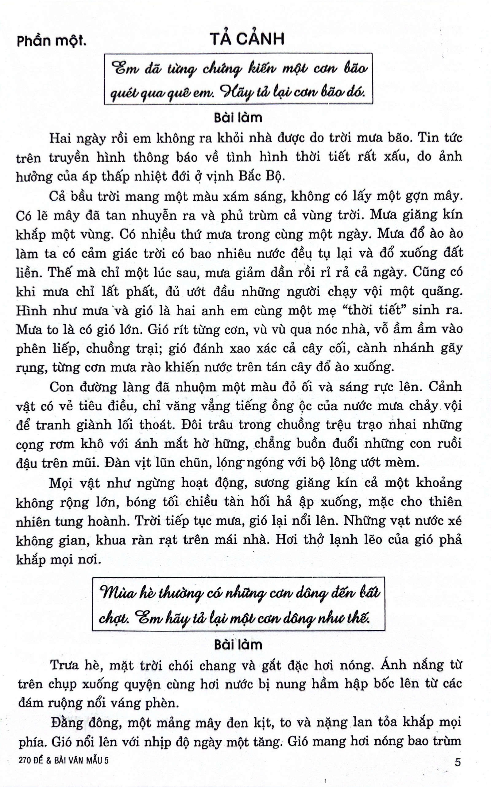 270 đề và bài văn mẫu 5 (theo chương trình gdpt mới)