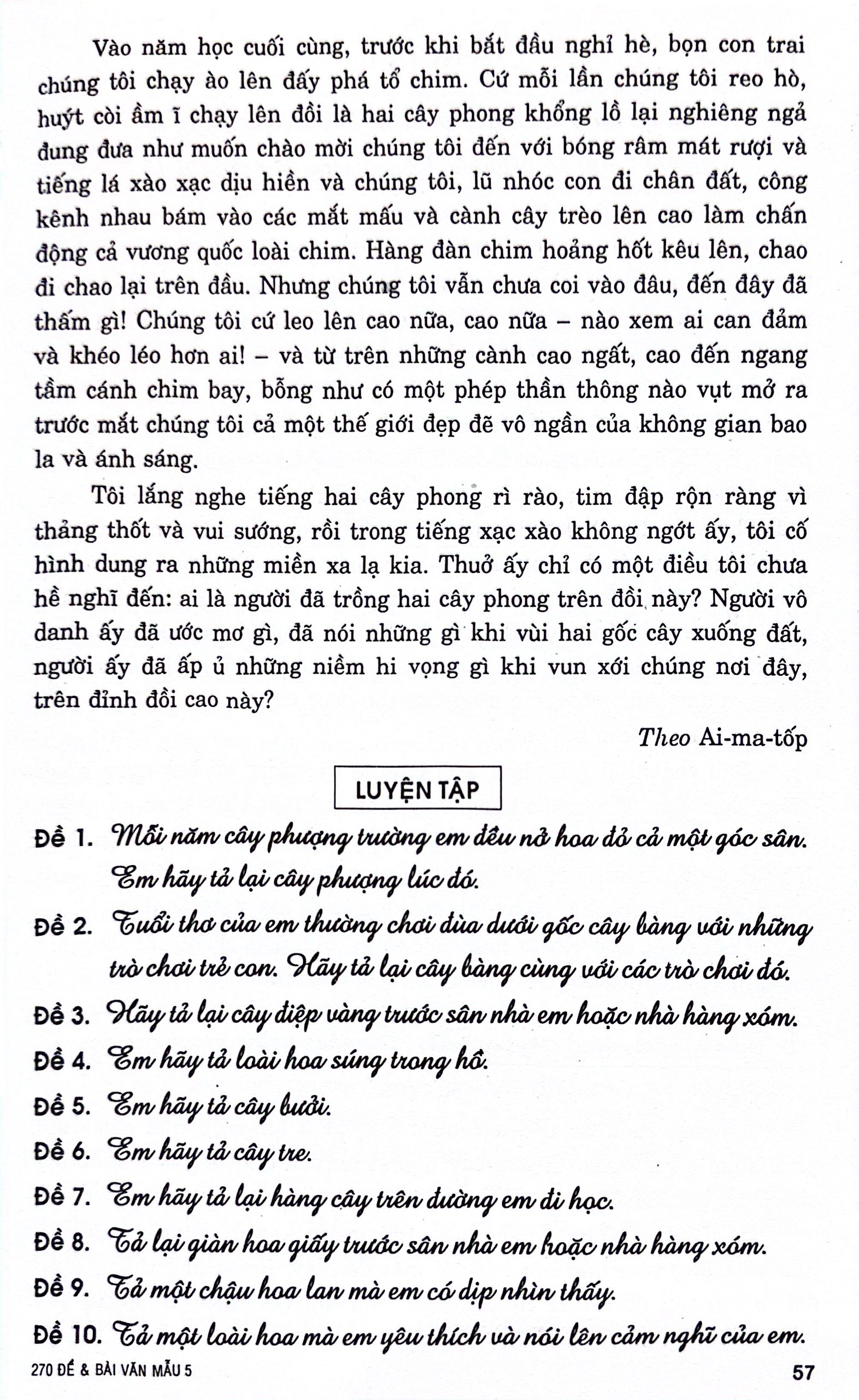 270 đề và bài văn mẫu 5 (theo chương trình gdpt mới)