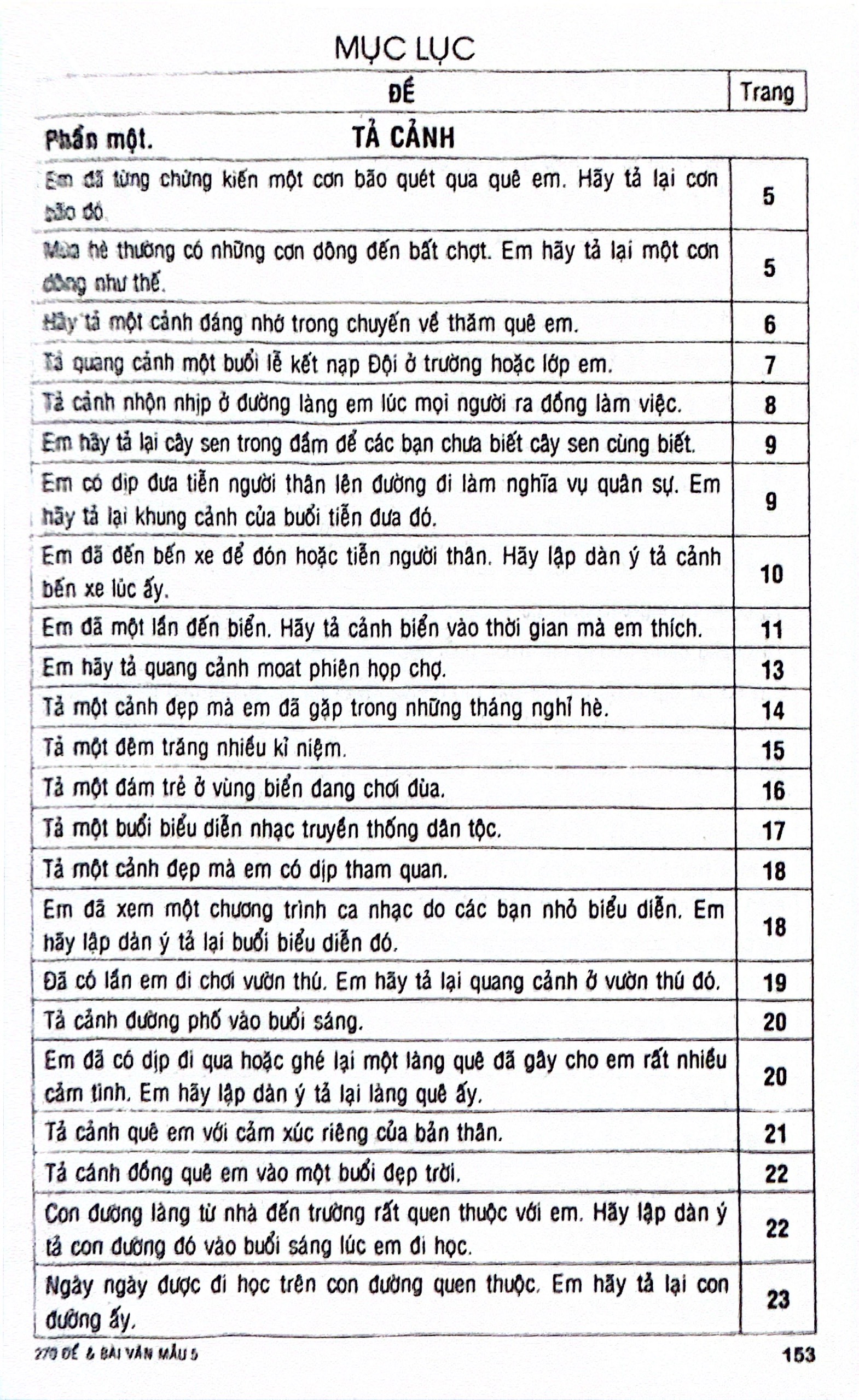 270 đề và bài văn mẫu 5 (theo chương trình gdpt mới)