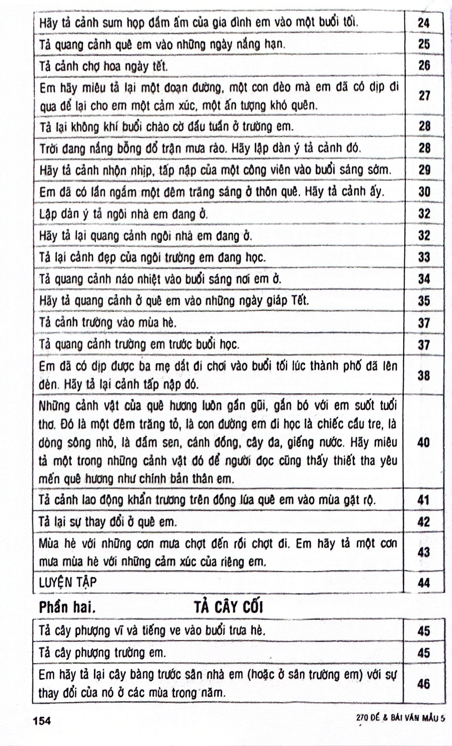 270 đề và bài văn mẫu 5 (theo chương trình gdpt mới)
