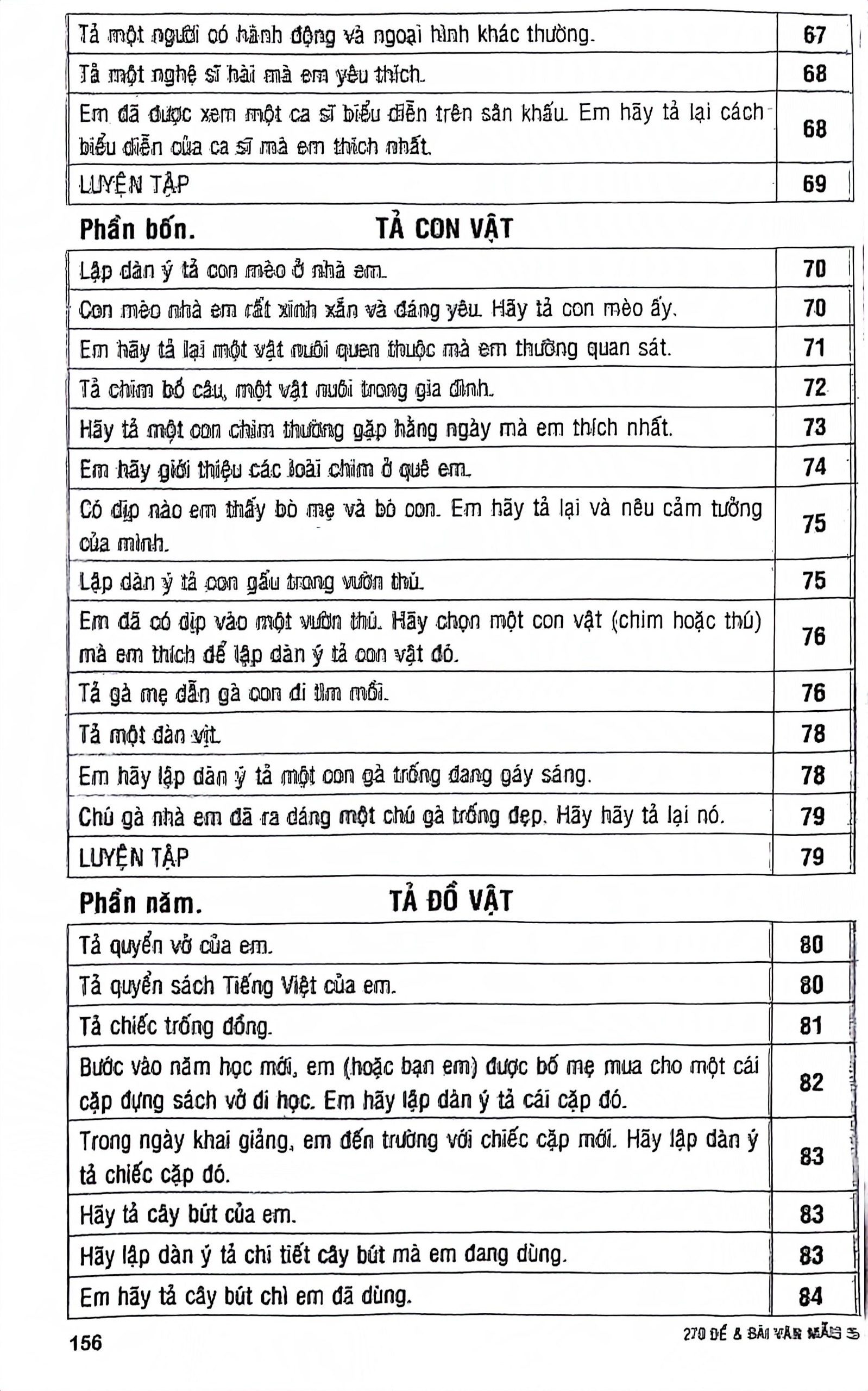 270 đề và bài văn mẫu 5 (theo chương trình gdpt mới)