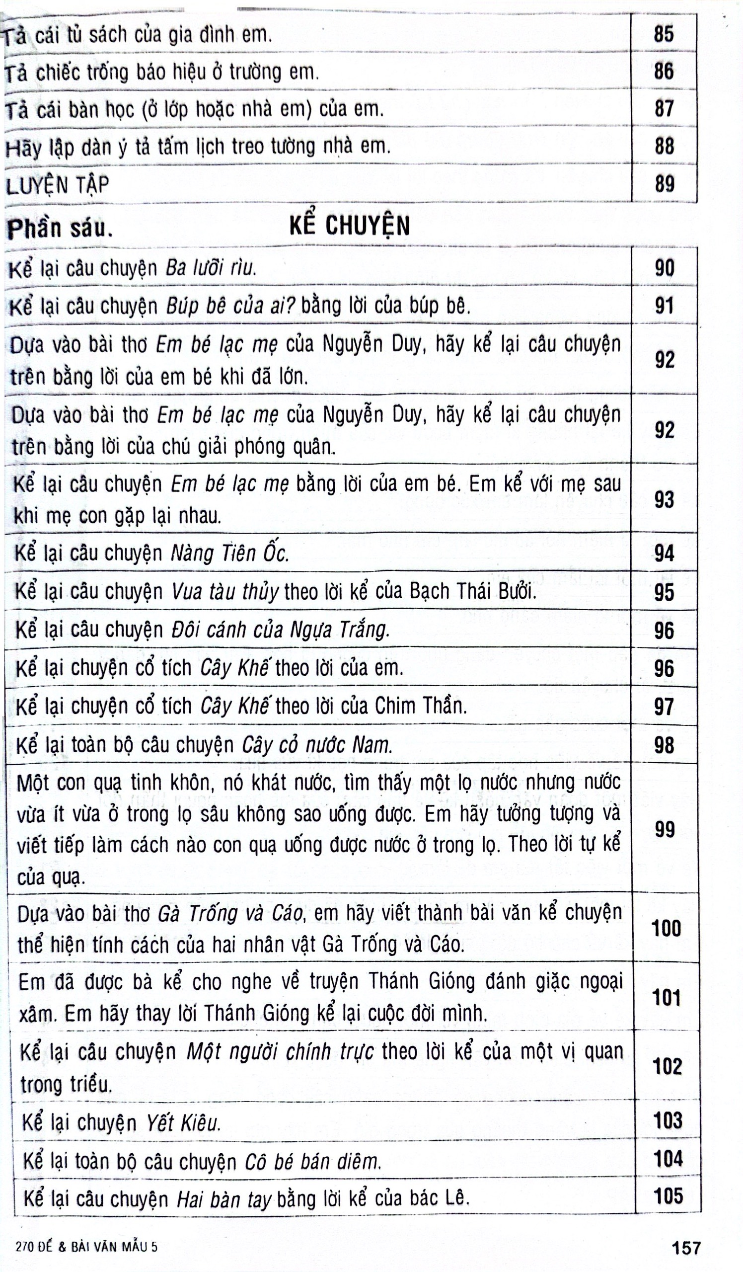 270 đề và bài văn mẫu 5 (theo chương trình gdpt mới)