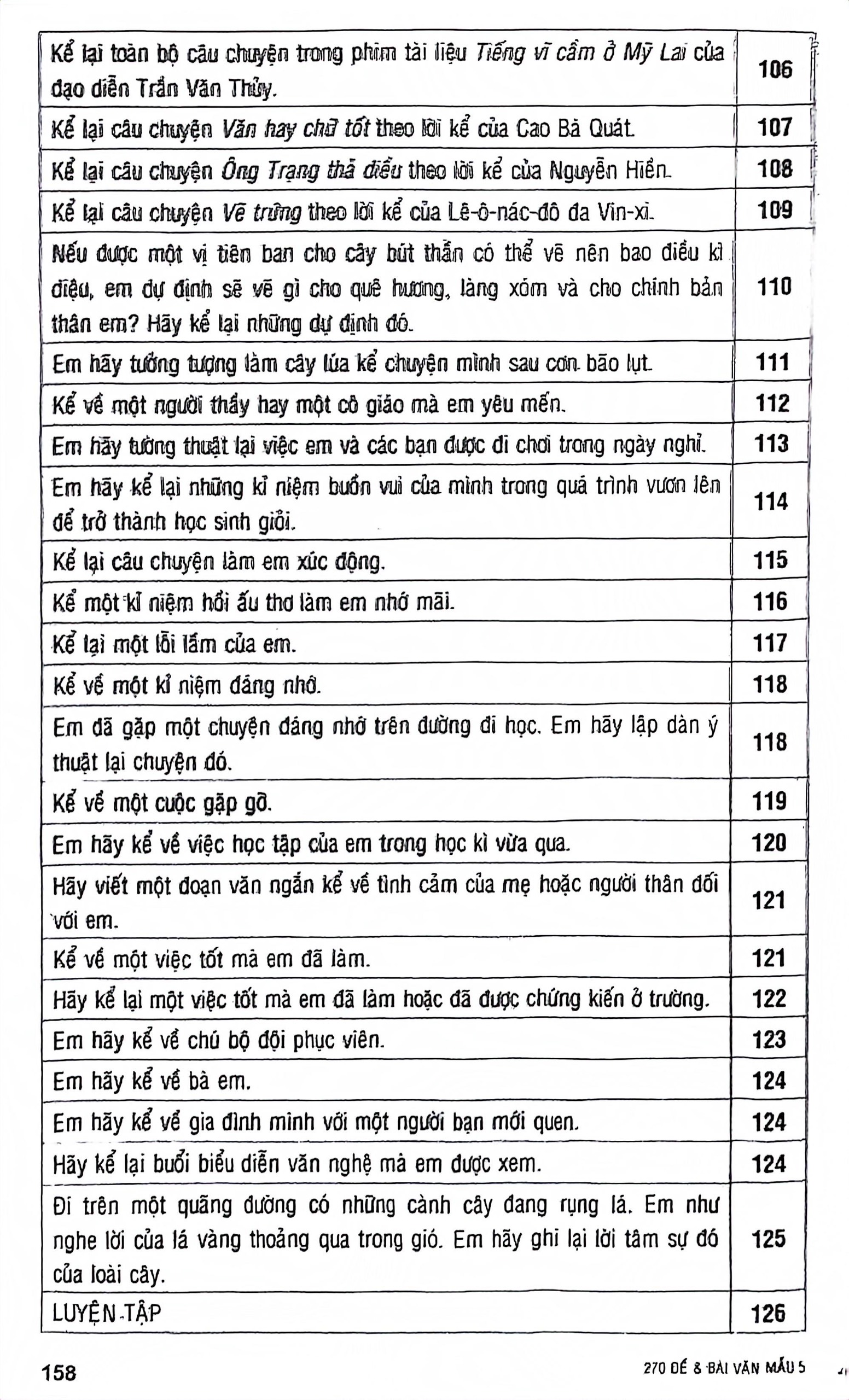 270 đề và bài văn mẫu 5 (theo chương trình gdpt mới)