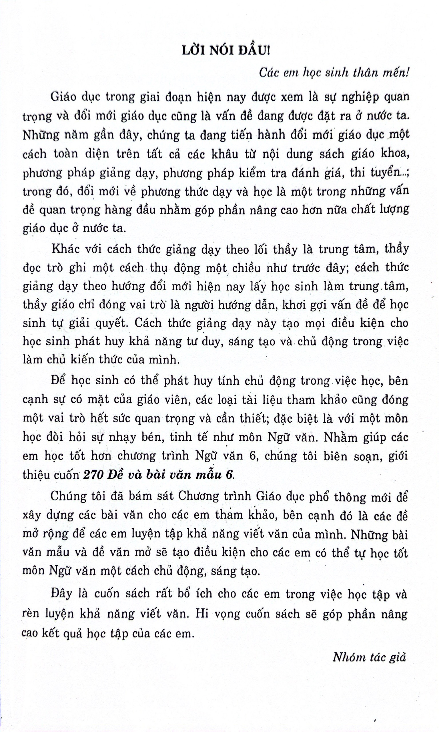 270 đề và bài văn mẫu lớp 6 (theo chương trình gdpt mới)