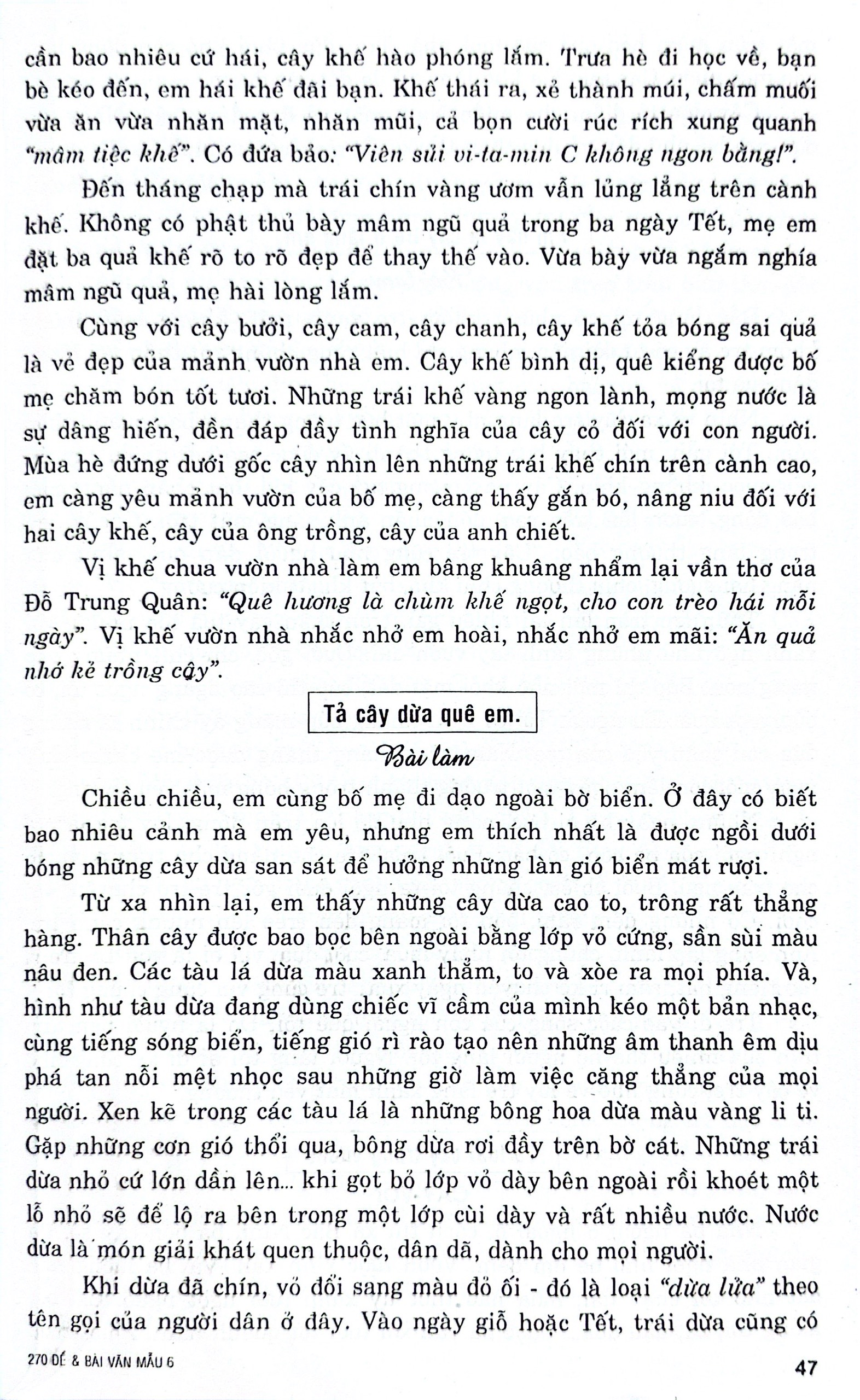 270 đề và bài văn mẫu lớp 6 (theo chương trình gdpt mới)