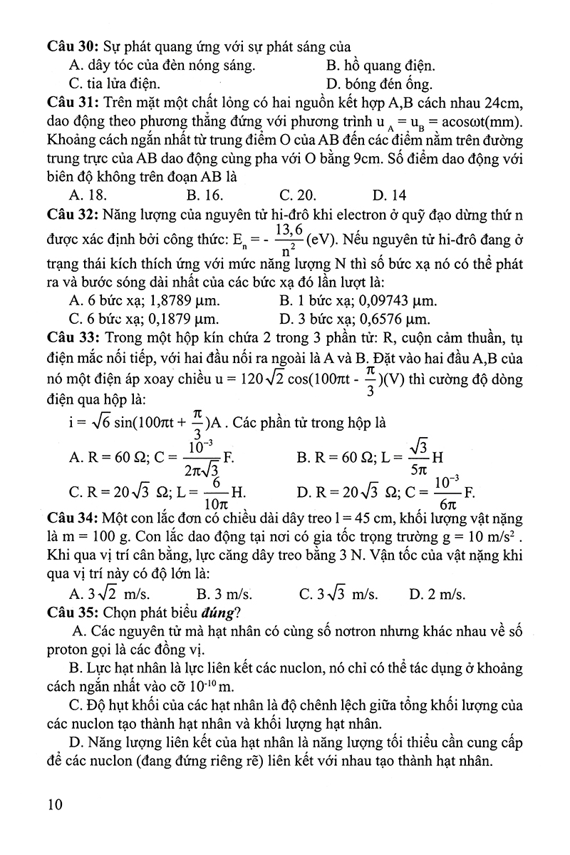30 bộ đề trắc nghiệm luyện thi thpt quốc gia 2019 - khoa học tự nhiên (vật lí - hóa học - sinh học)