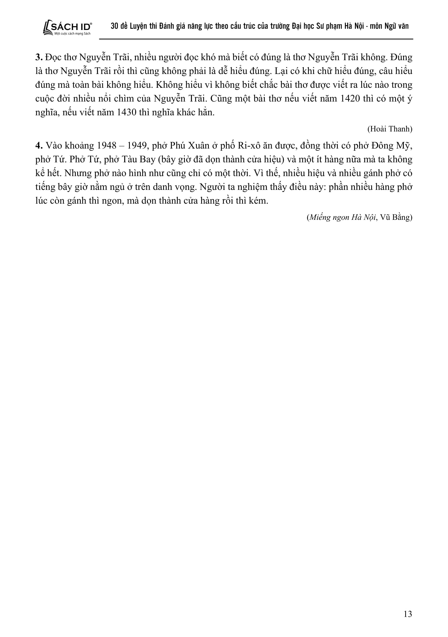 30 Đề Luyện Thi Đánh Giá Năng Lực Theo Cấu Trúc Của Trường Đại Học Sư Phạm Hà Nội - Môn Ngữ Văn